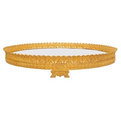 Centre de table en bronze doré et miroir pour la table Empire du milieu du 19e siècle