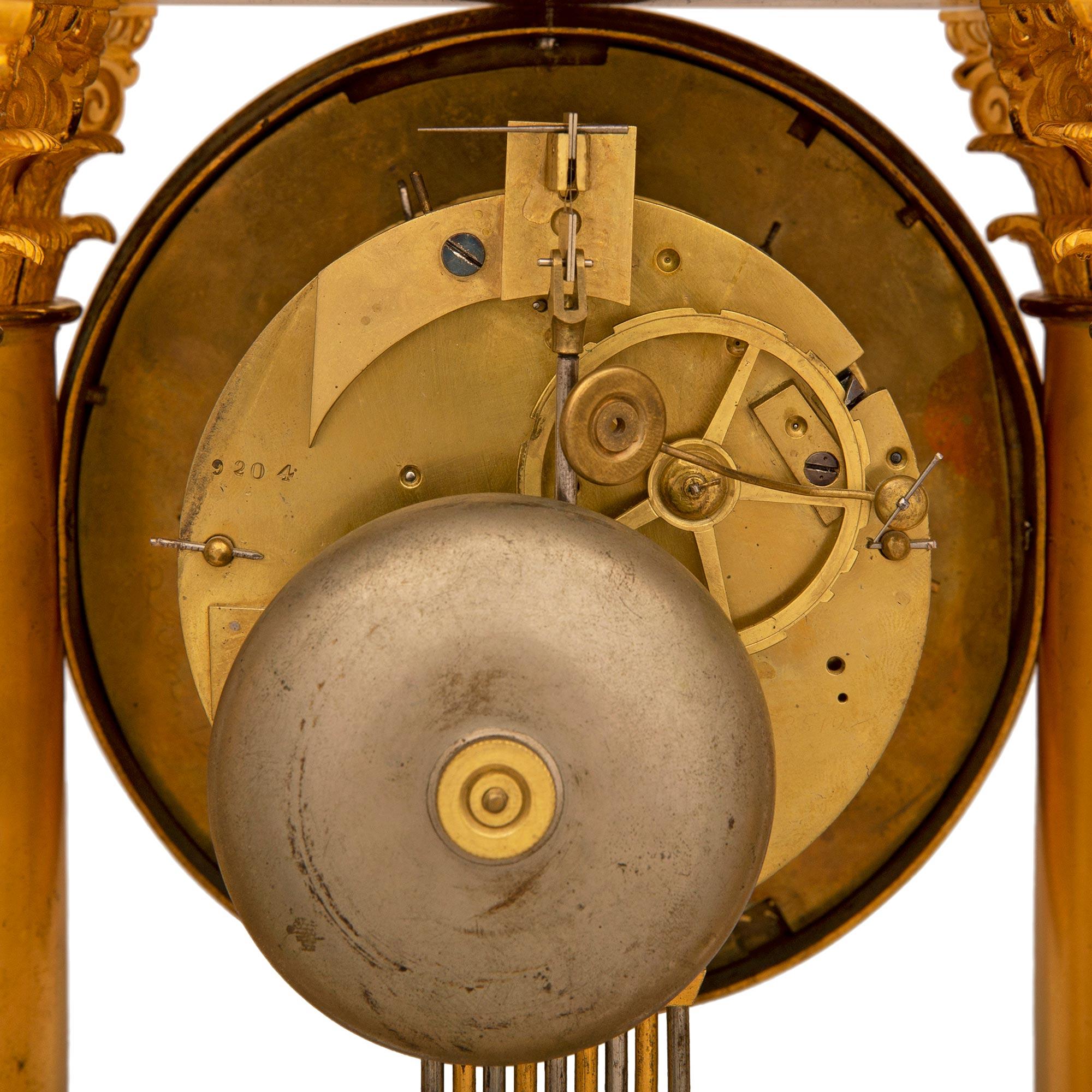French Mid 19th Century Empire St. Ormolu Portico Clock For Sale 4
