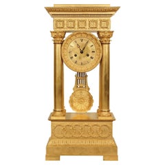 French Mid 19th Century Empire St. Ormolu Portico Clock