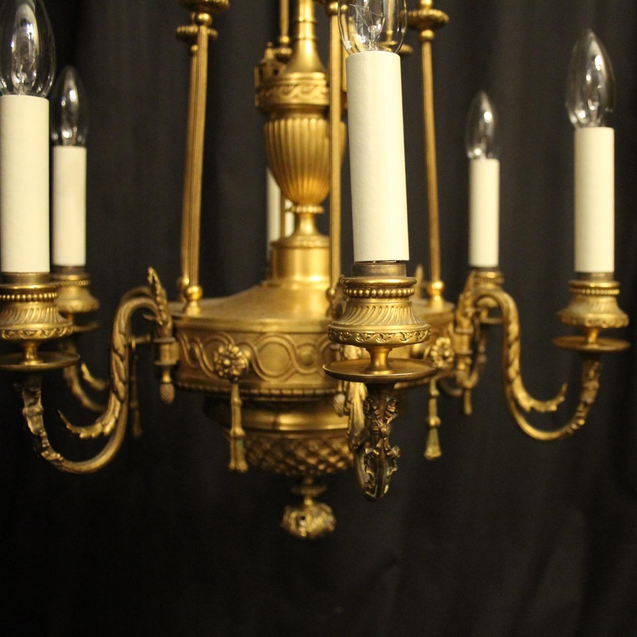 French Mid-19th Century F. Barbedienne Antique Bronze Chandelier In Good Condition For Sale In Chester, GB