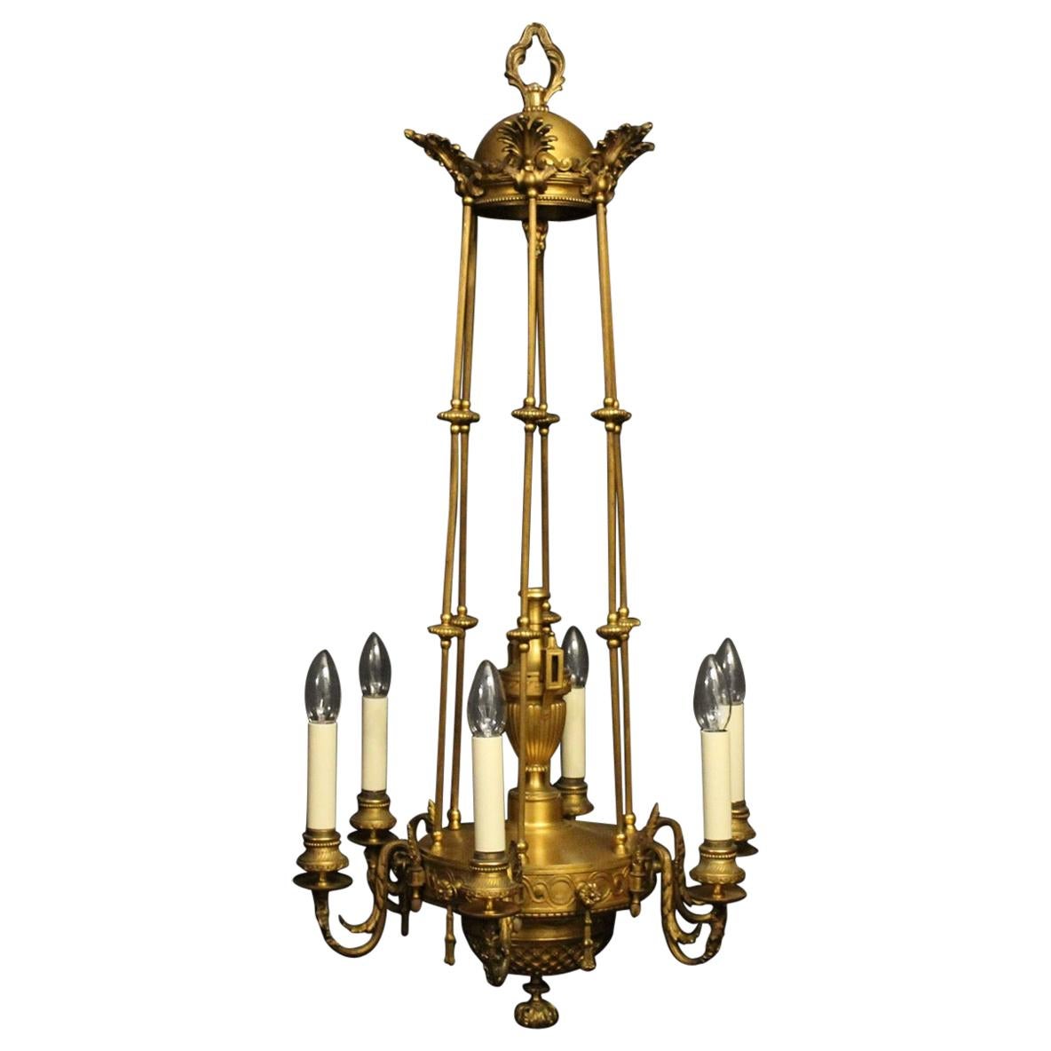 French Mid-19th Century F. Barbedienne Antique Bronze Chandelier For Sale