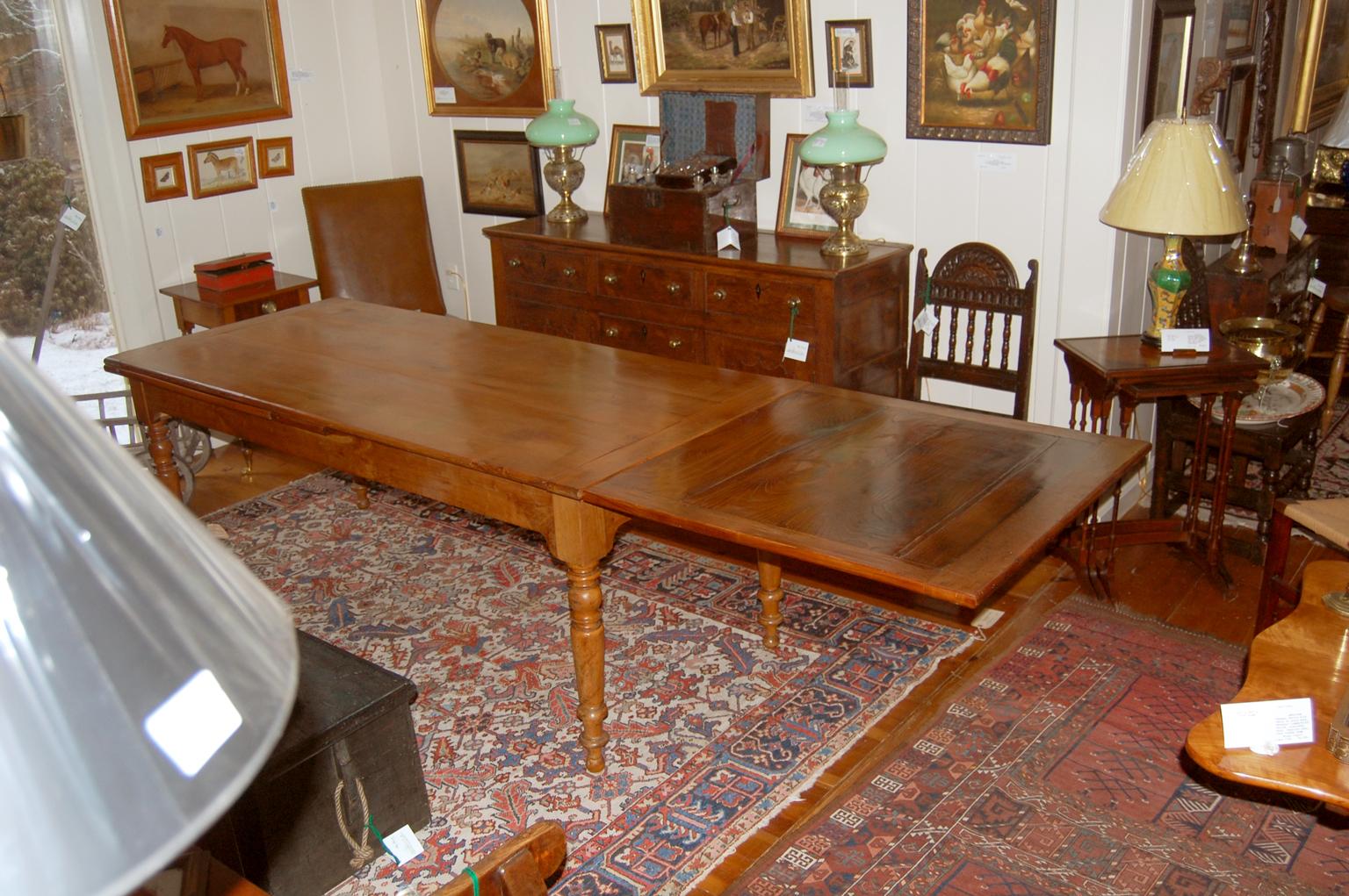 French Mid-19th Century Farmhouse Cherry Extending Table For Sale 5
