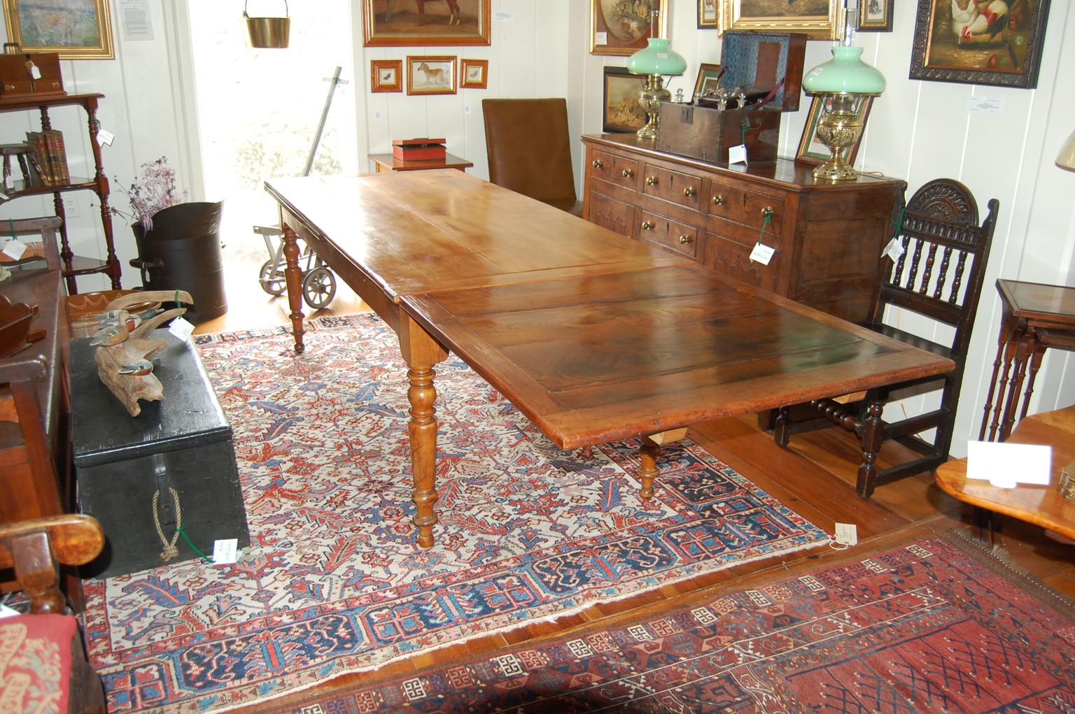 French Mid-19th Century Farmhouse Cherry Extending Table For Sale 4