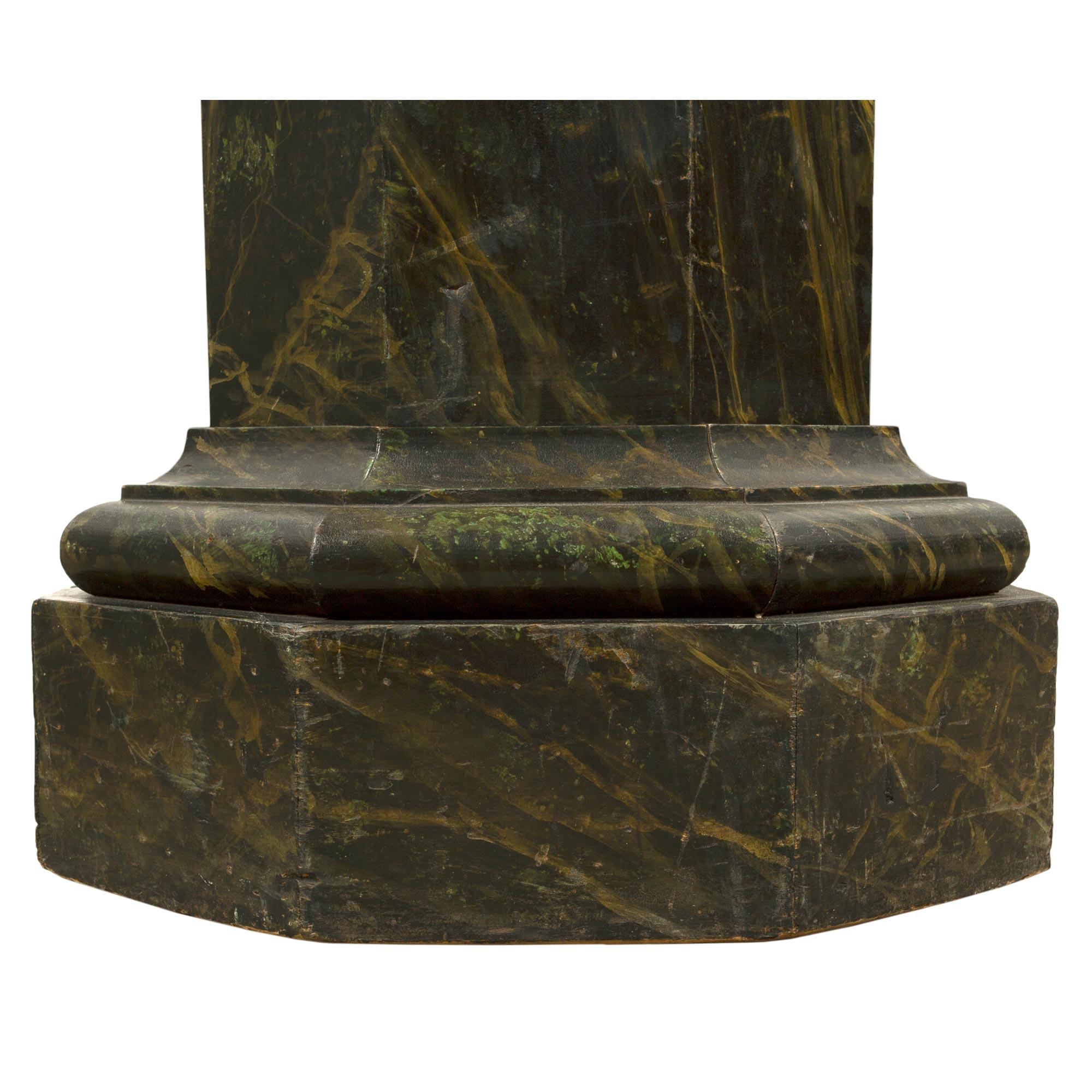French Mid-19th Century Faux Painted Marble Octagon Shaped Pedestal For Sale 2