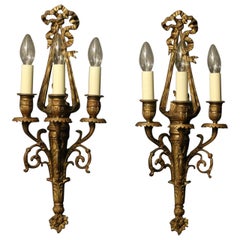 French Mid-19th Century Gilded Wall Sconces