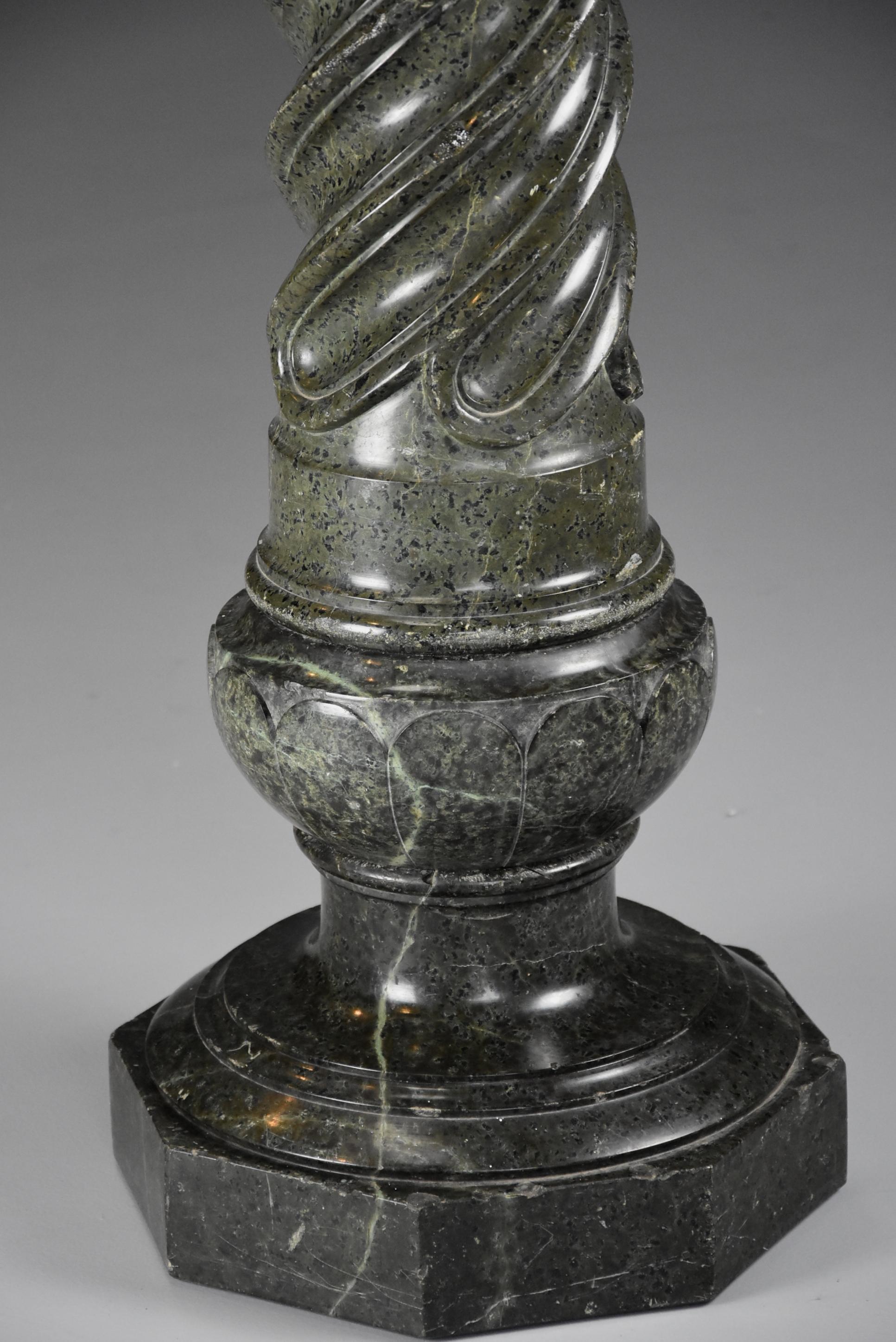 French Mid-19th Century Green Serpentine Marble Column For Sale 2