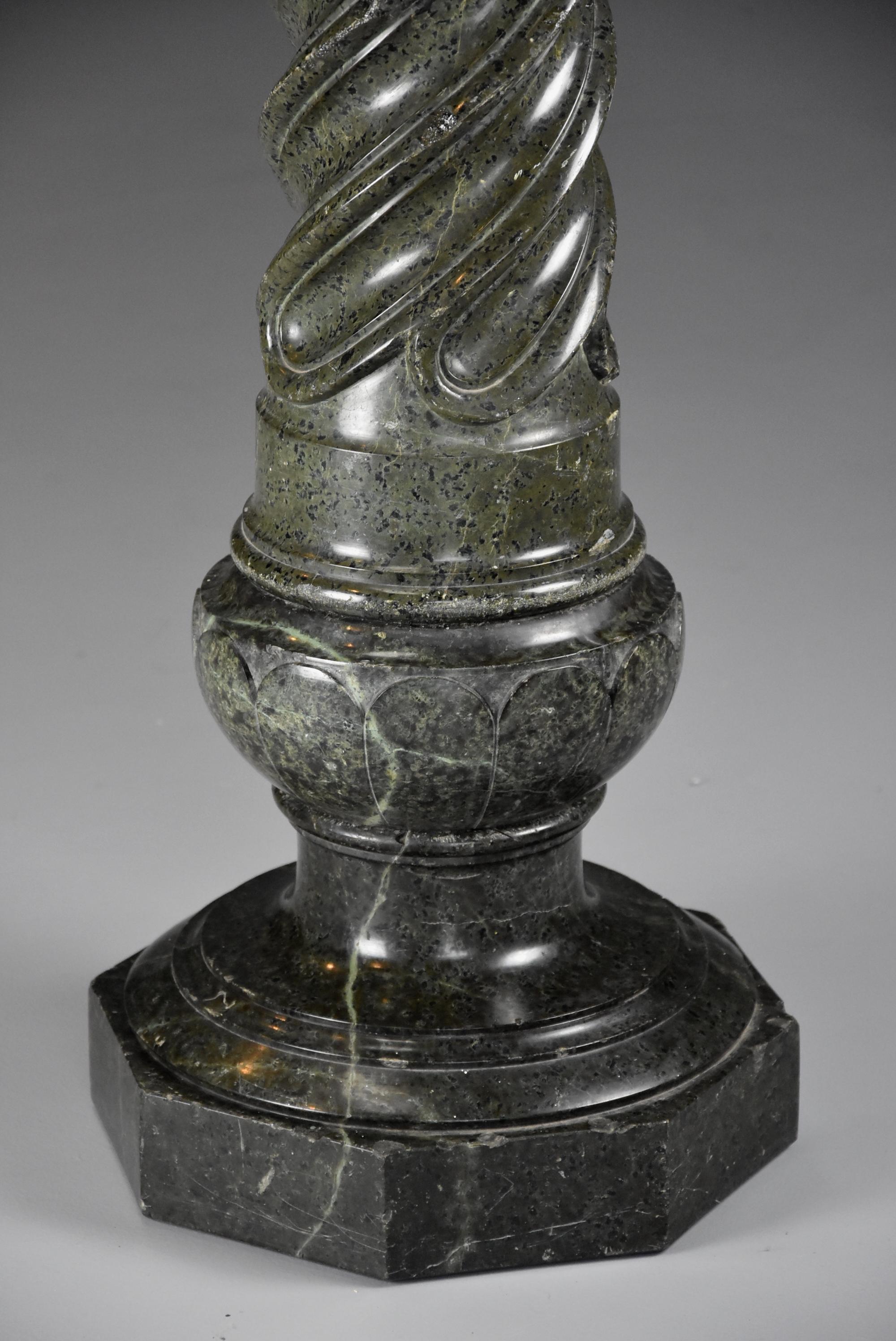 French Mid-19th Century Green Serpentine Marble Column For Sale 3