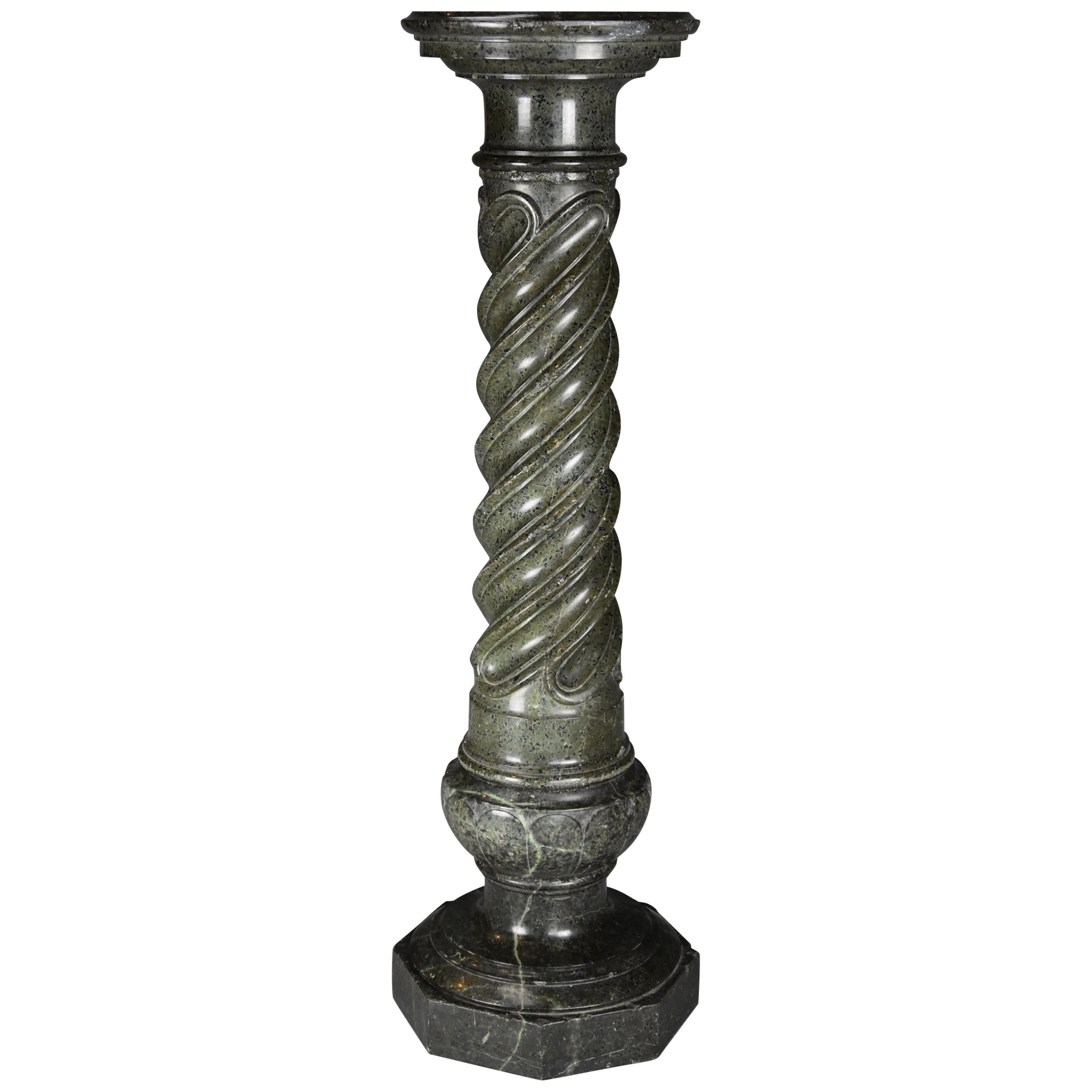 French Mid-19th Century Green Serpentine Marble Column For Sale