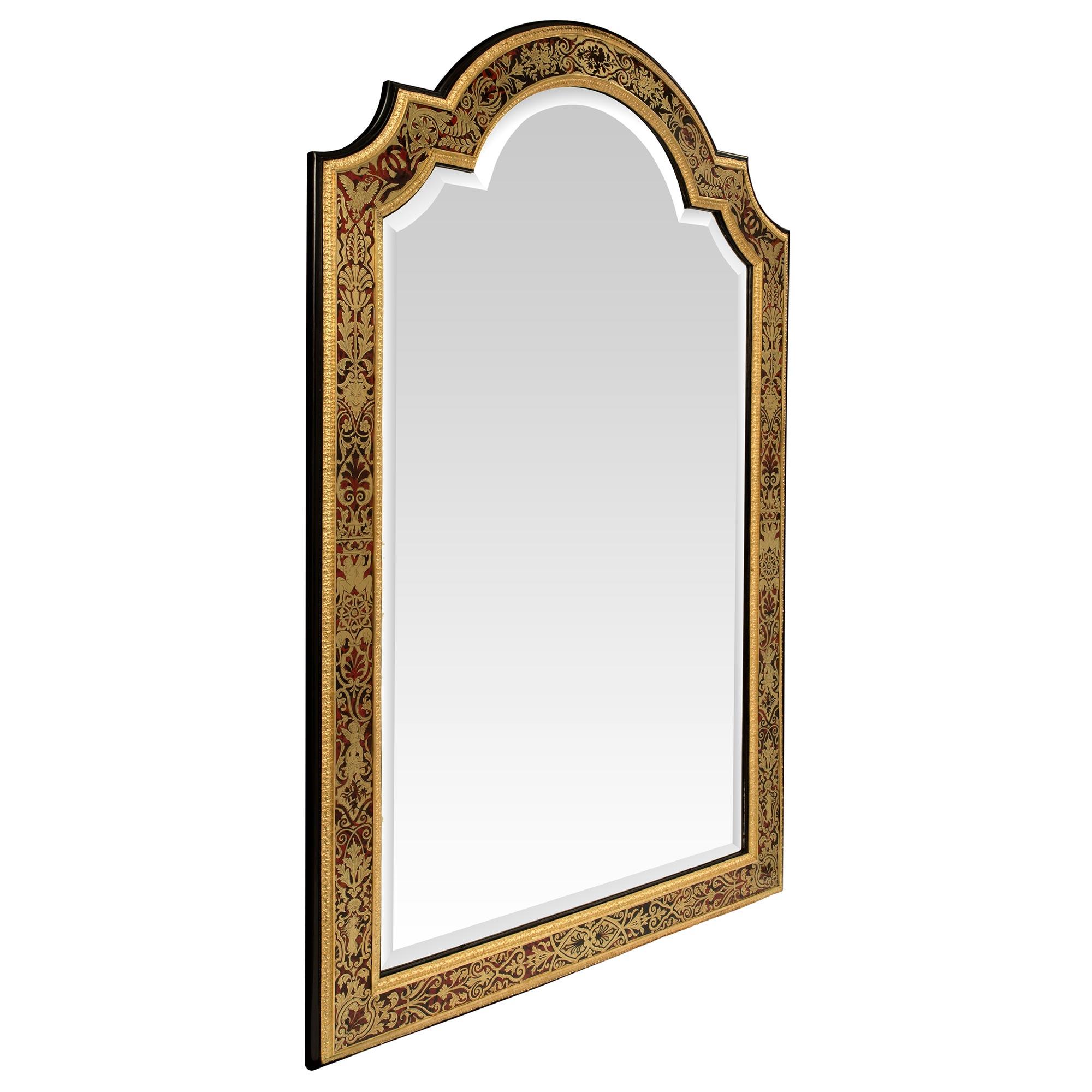 French Mid 19th Century Louis XIV St. Boulle Mirror In Good Condition For Sale In West Palm Beach, FL