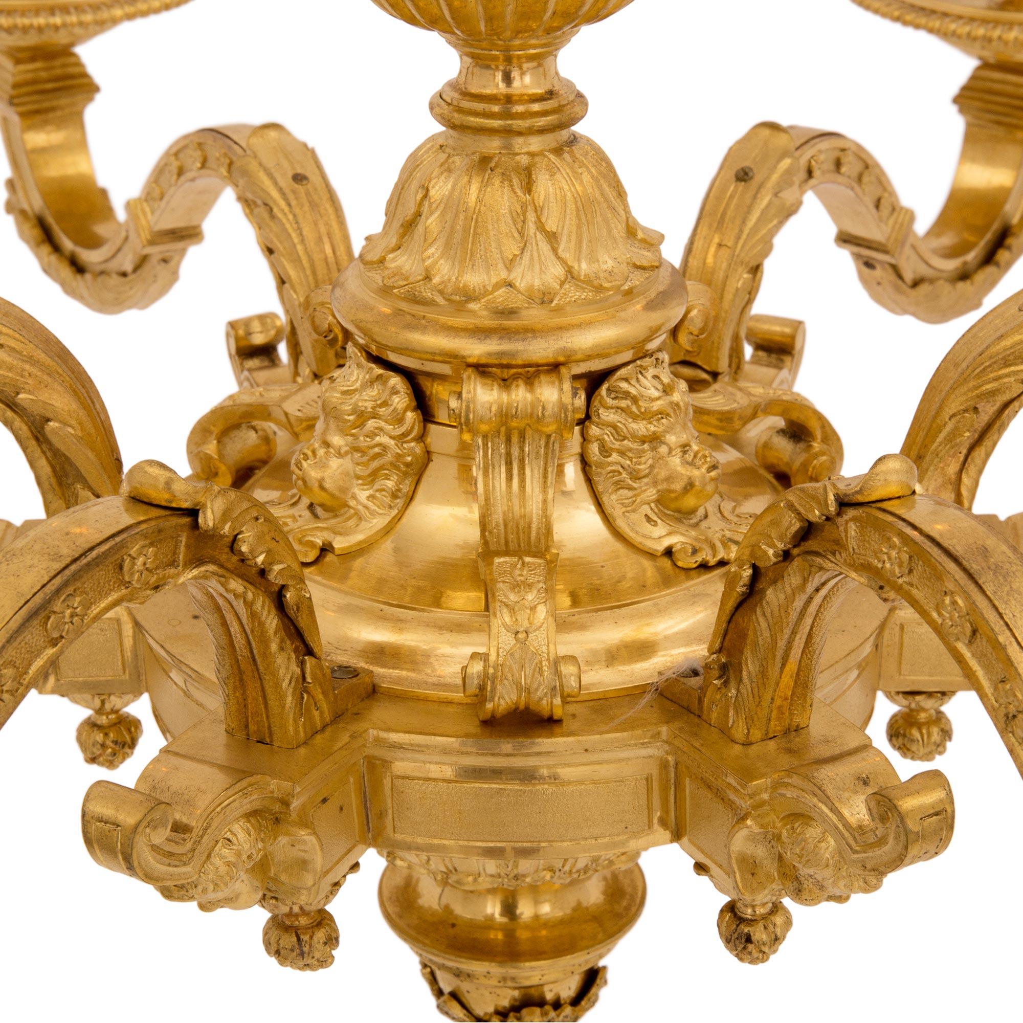 French Mid-19th Century, Louis XIV Style Eight-Arm Ormolu Chandelier In Good Condition For Sale In West Palm Beach, FL