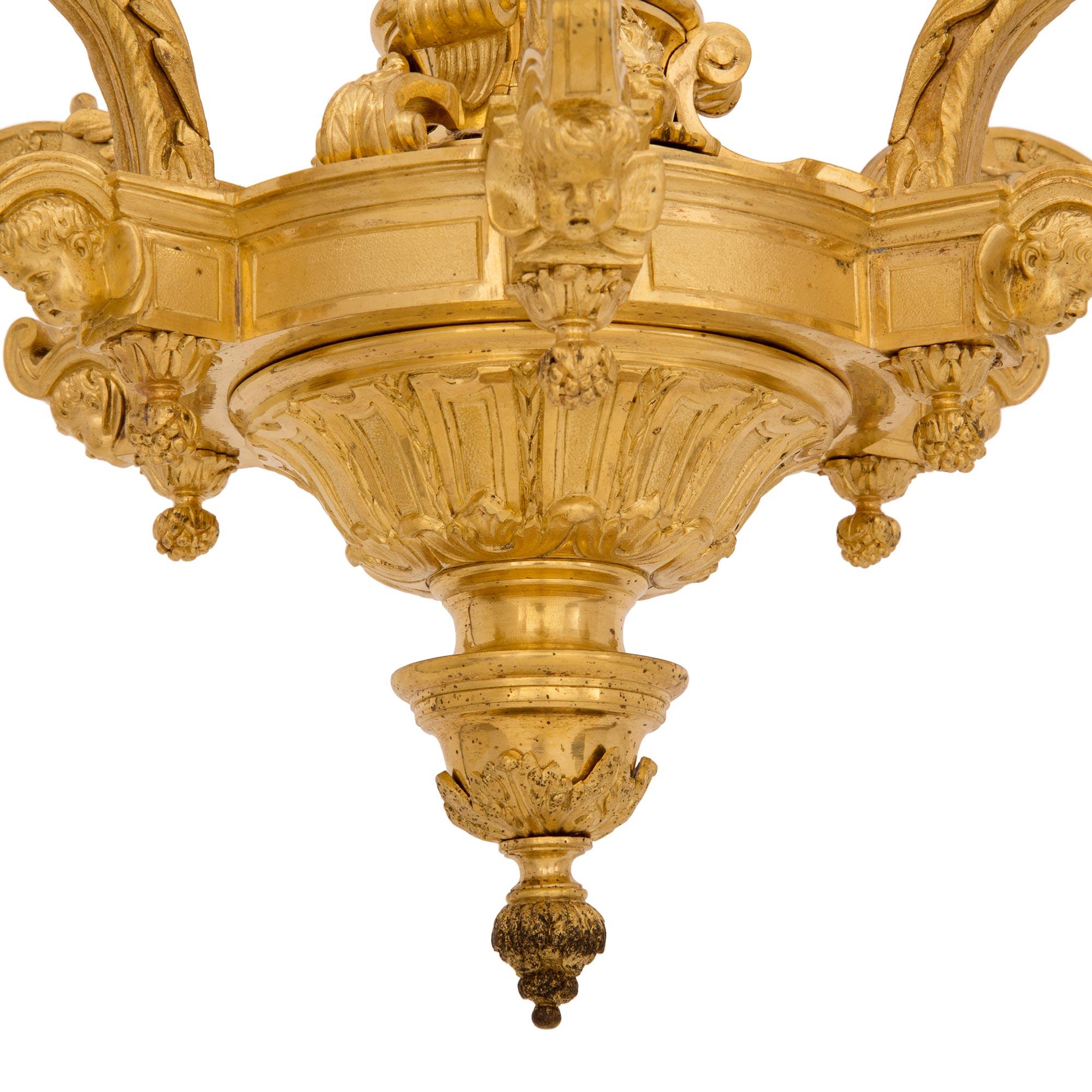 French Mid-19th Century, Louis XIV Style Eight-Arm Ormolu Chandelier For Sale 2