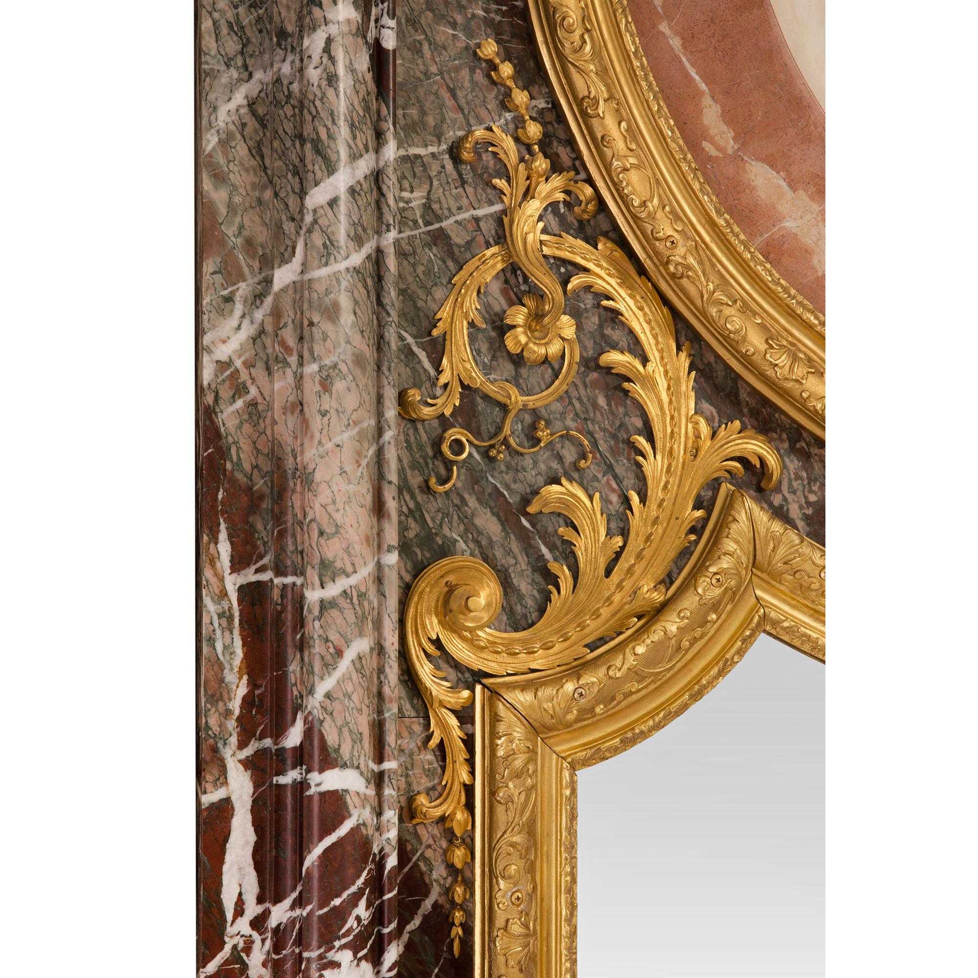 Miroir Console en marbre de style Louis XIV du milieu du XIXe siècle et miroir assorti en vente