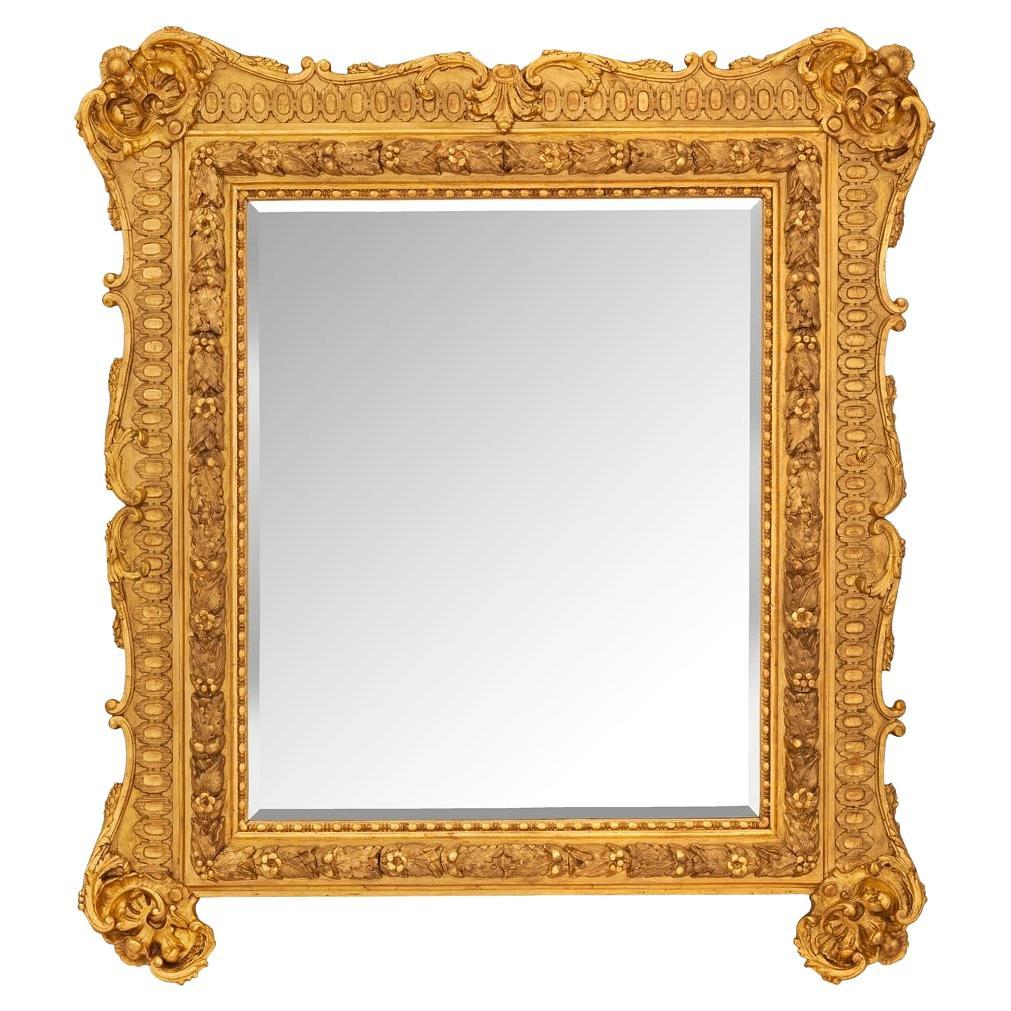 French Mid-19th Century Louis XV Rectangular Giltwood Mirror For Sale