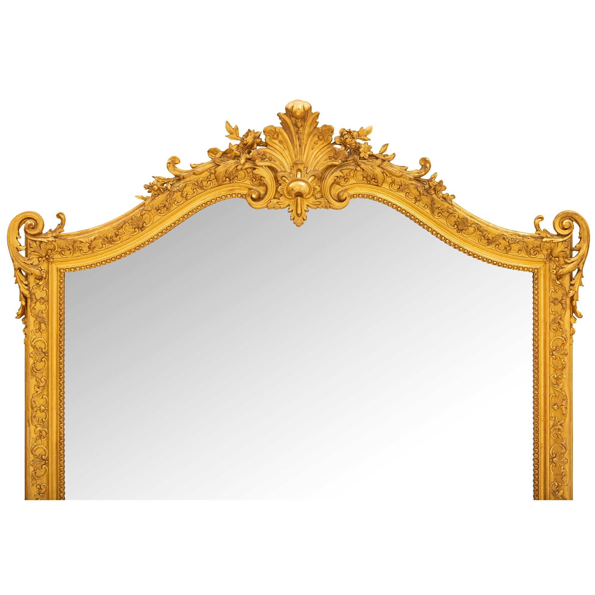 French Mid-19th Century Louis XV St. Giltwood Mirror For Sale 1