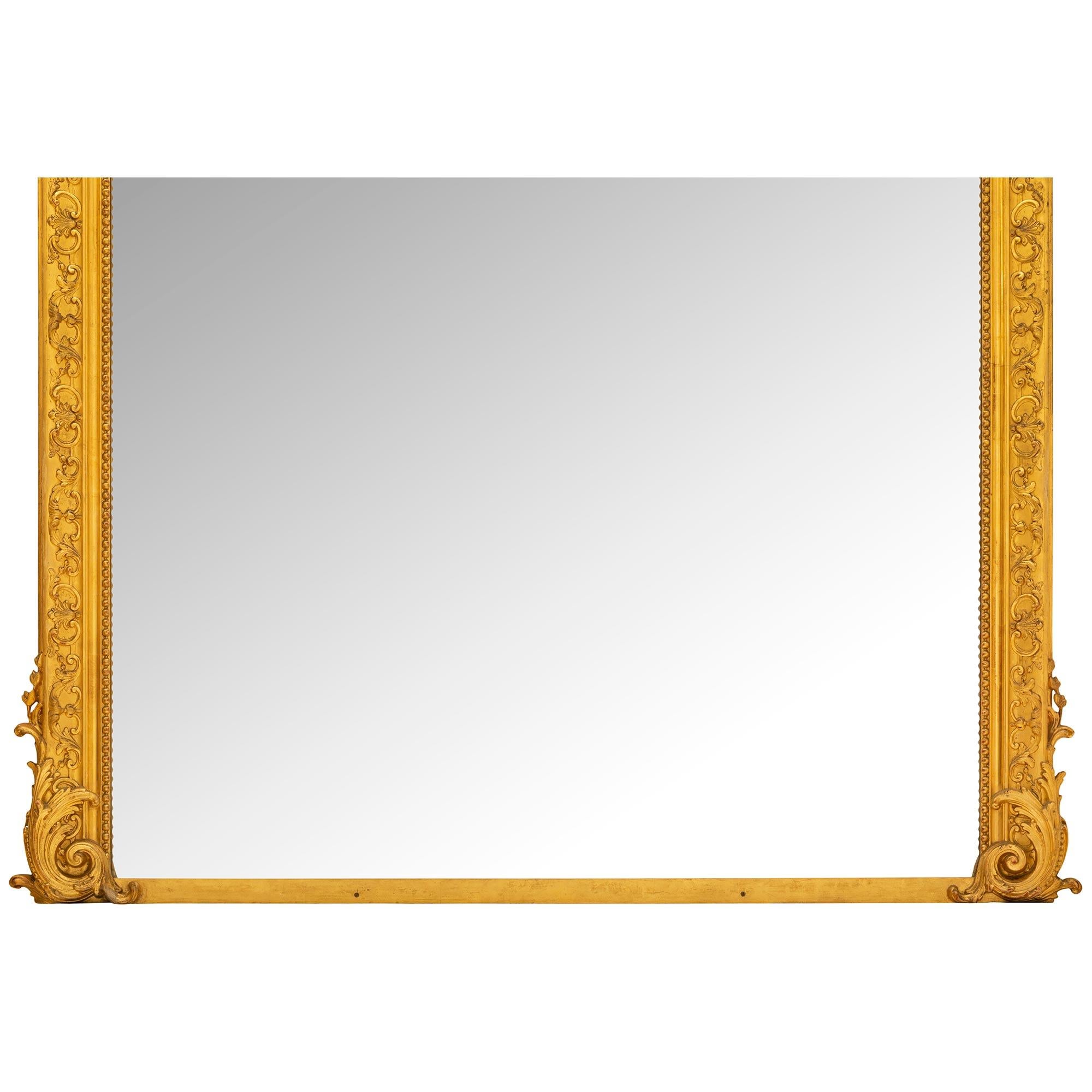 French Mid-19th Century Louis XV St. Giltwood Mirror For Sale 5