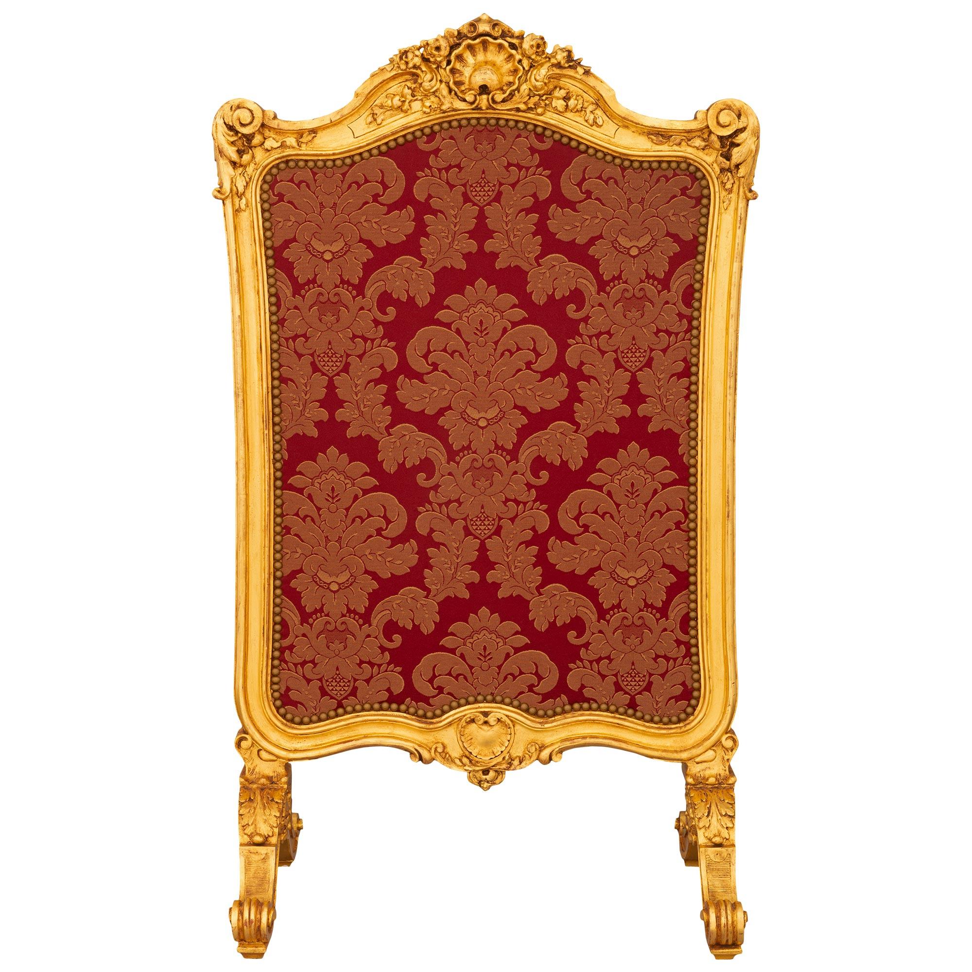 French Mid 19th Century Louis XV St. Giltwood Screen 6