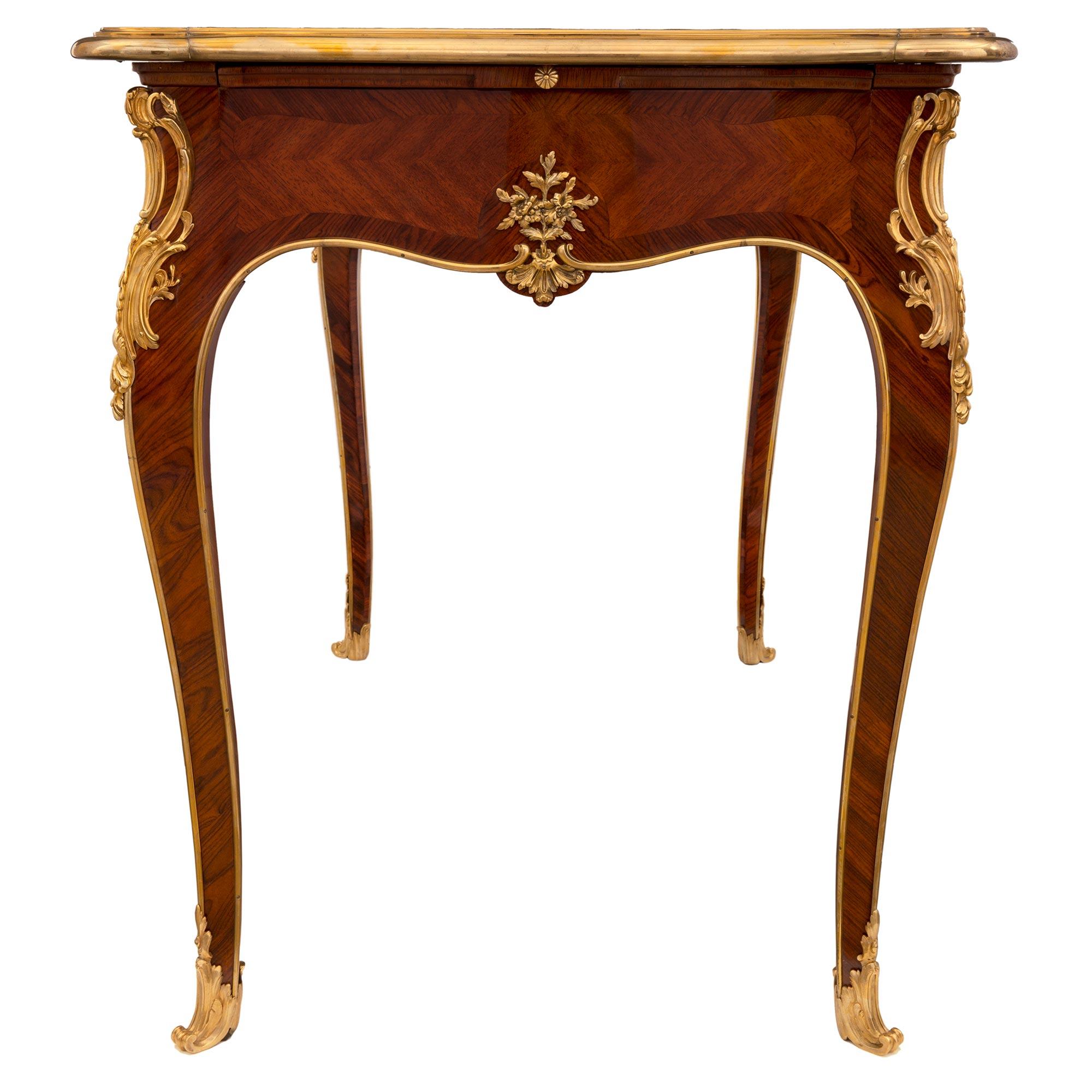 French Mid-19th Century Louis XV Style Kingwood and Ormolu Bureau Plat For Sale 2