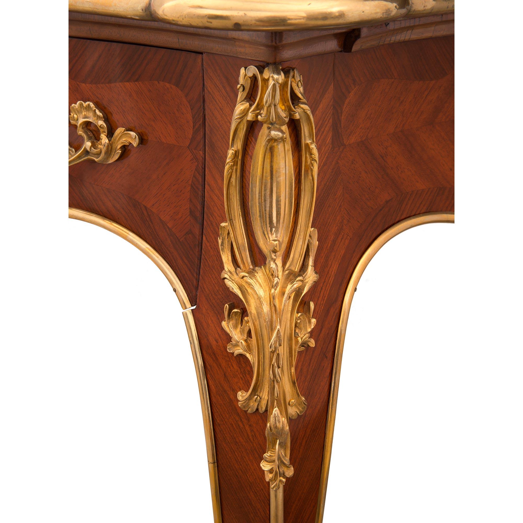 French Mid-19th Century Louis XV Style Kingwood and Ormolu Bureau Plat For Sale 5