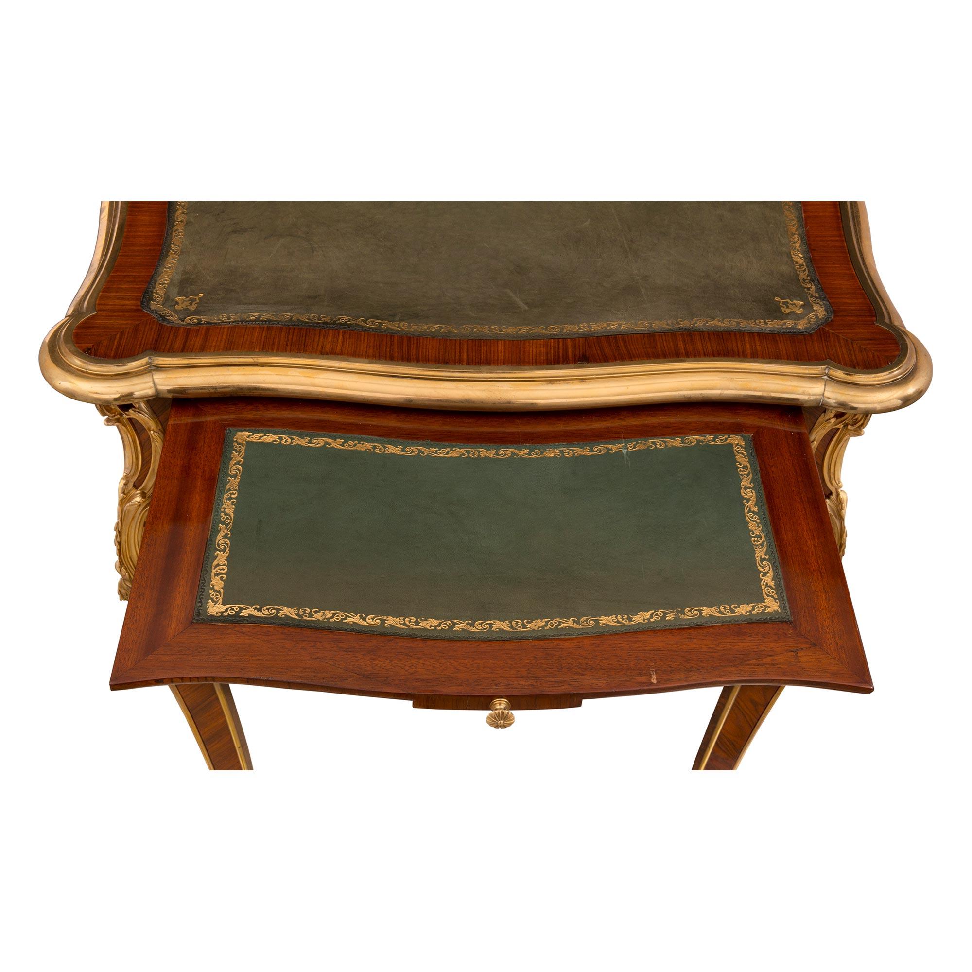 French Mid-19th Century Louis XV Style Kingwood and Ormolu Bureau Plat For Sale 6