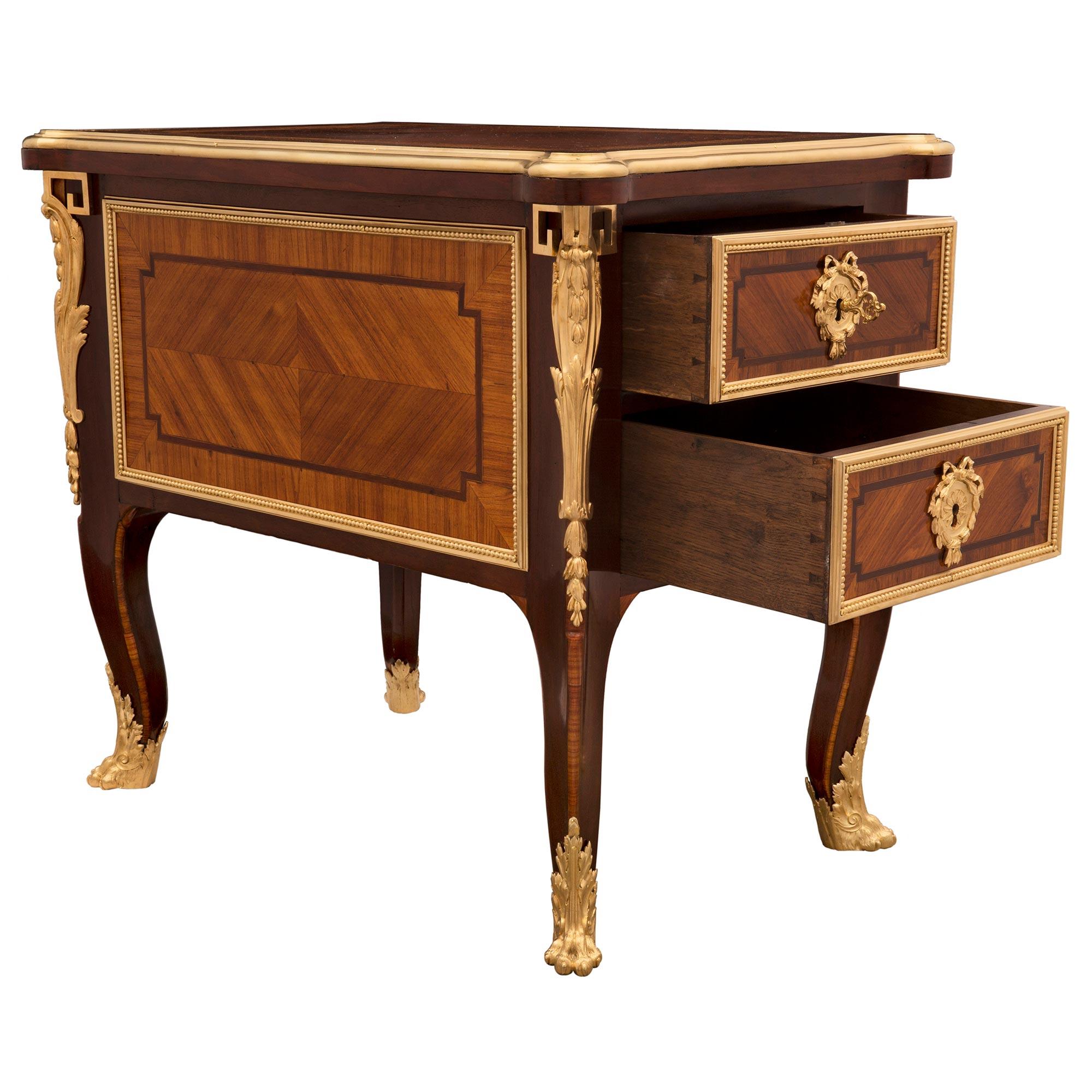 French Mid-19th Century Louis XV St. Kingwood, Tulipwood and Ormolu Chest For Sale 1