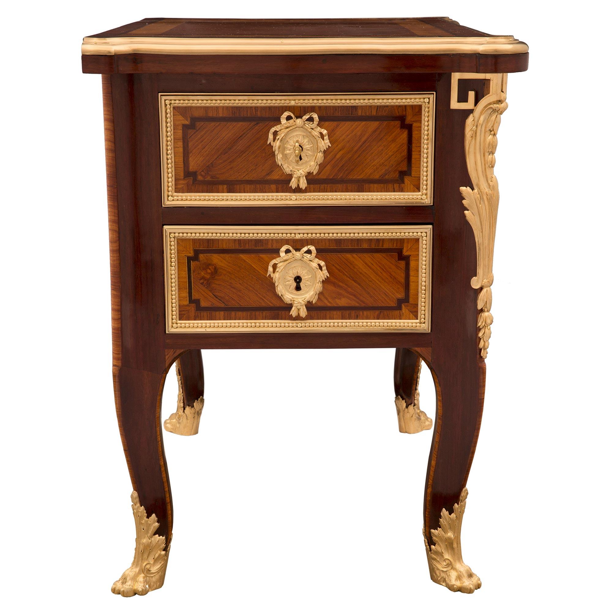 French Mid-19th Century Louis XV St. Kingwood, Tulipwood and Ormolu Chest For Sale 2