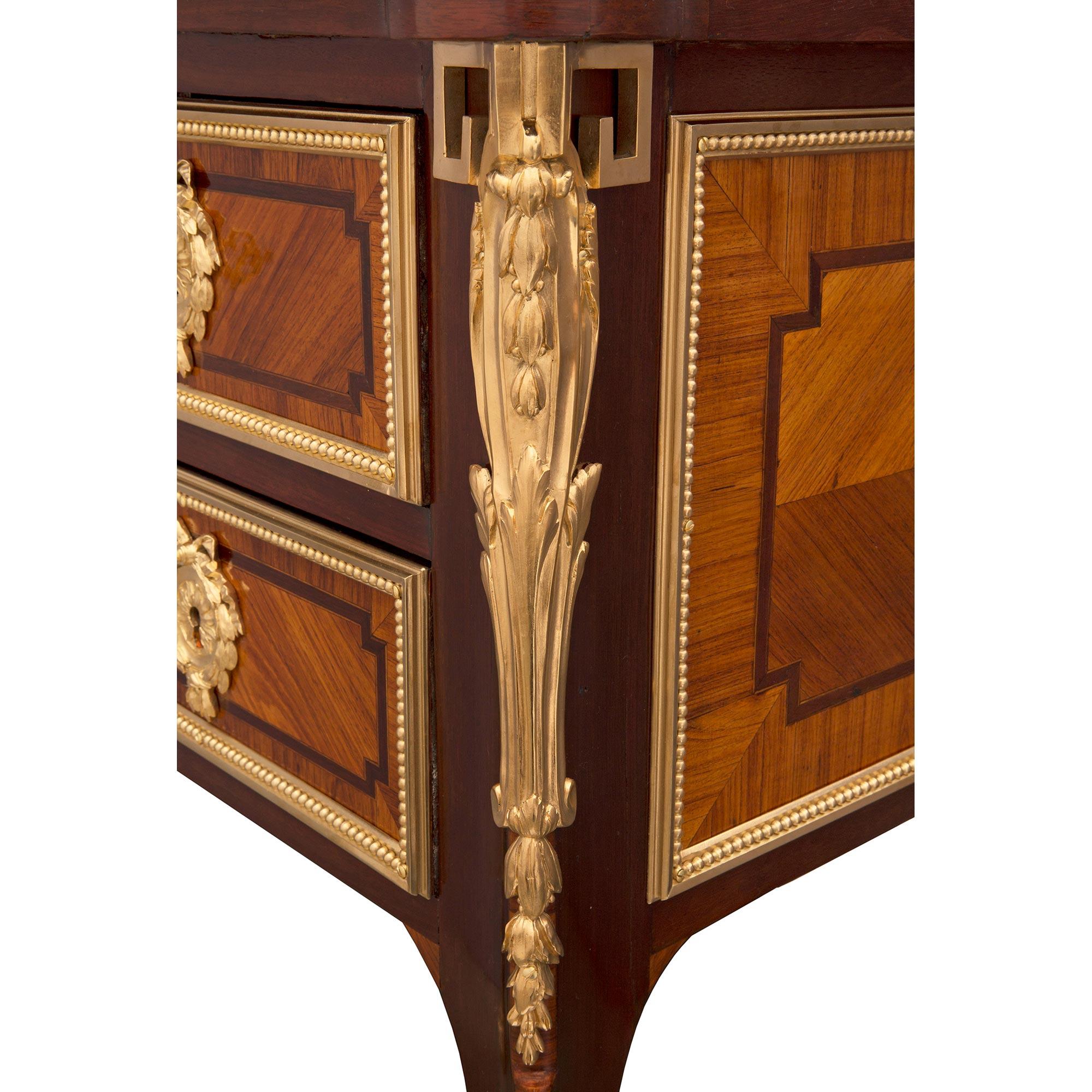 French Mid-19th Century Louis XV St. Kingwood, Tulipwood and Ormolu Chest For Sale 4
