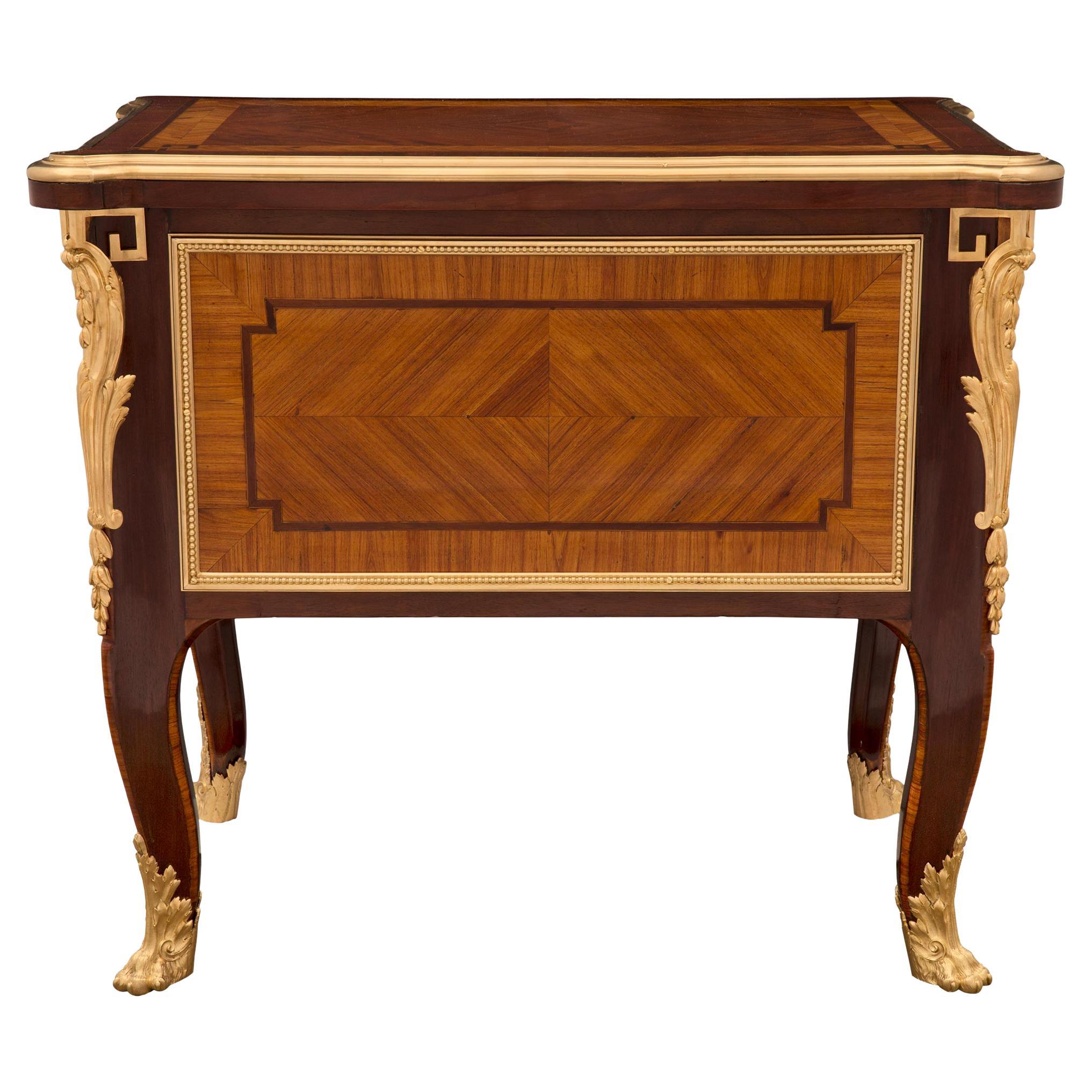 French Mid-19th Century Louis XV St. Kingwood, Tulipwood and Ormolu Chest