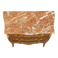 French Mid-19th Century Louis XV St. Marquetry and Ormolu, Three-Drawer Chest