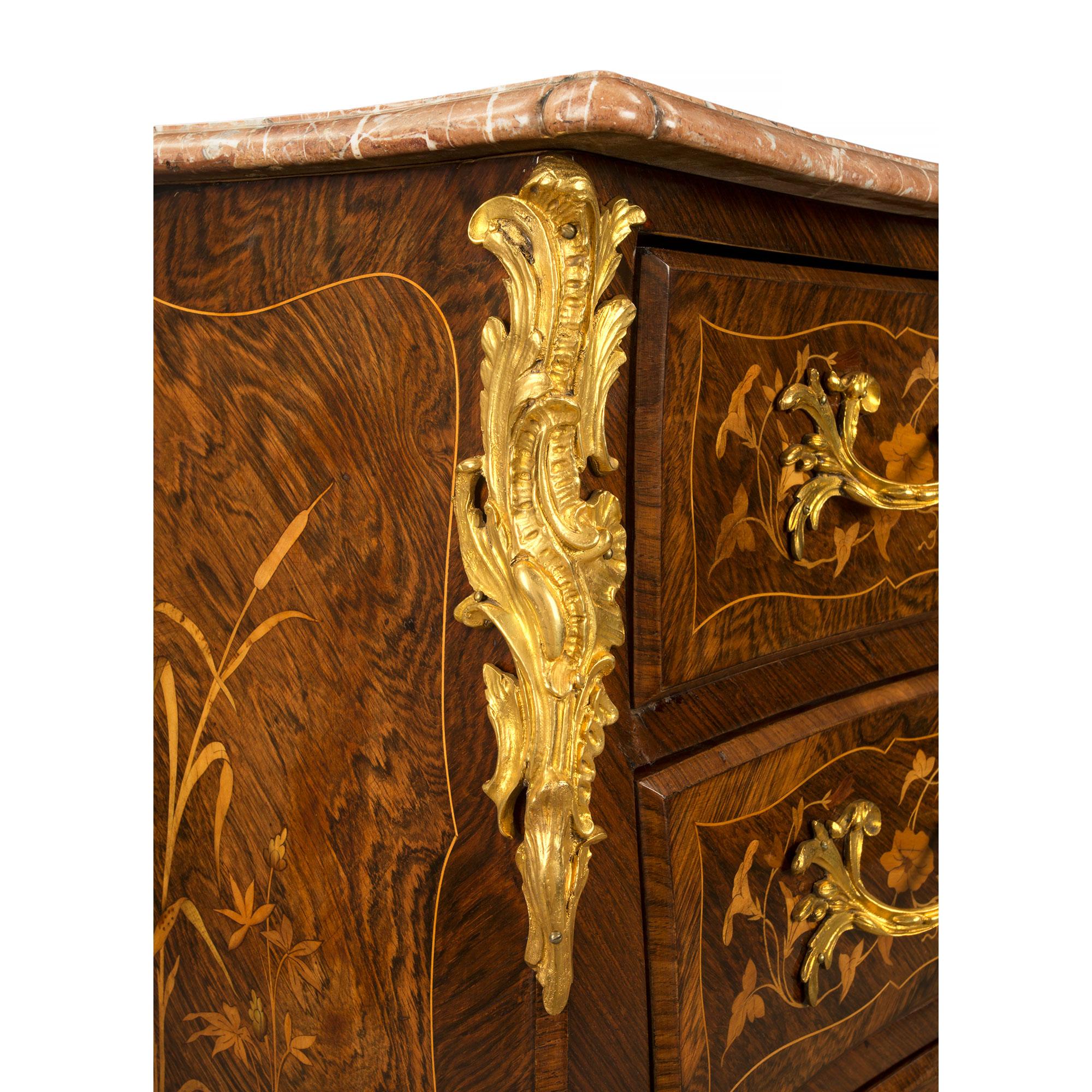 French Mid-19th Century Louis XV St. Marquetry and Ormolu, Three-Drawer Chest For Sale 2