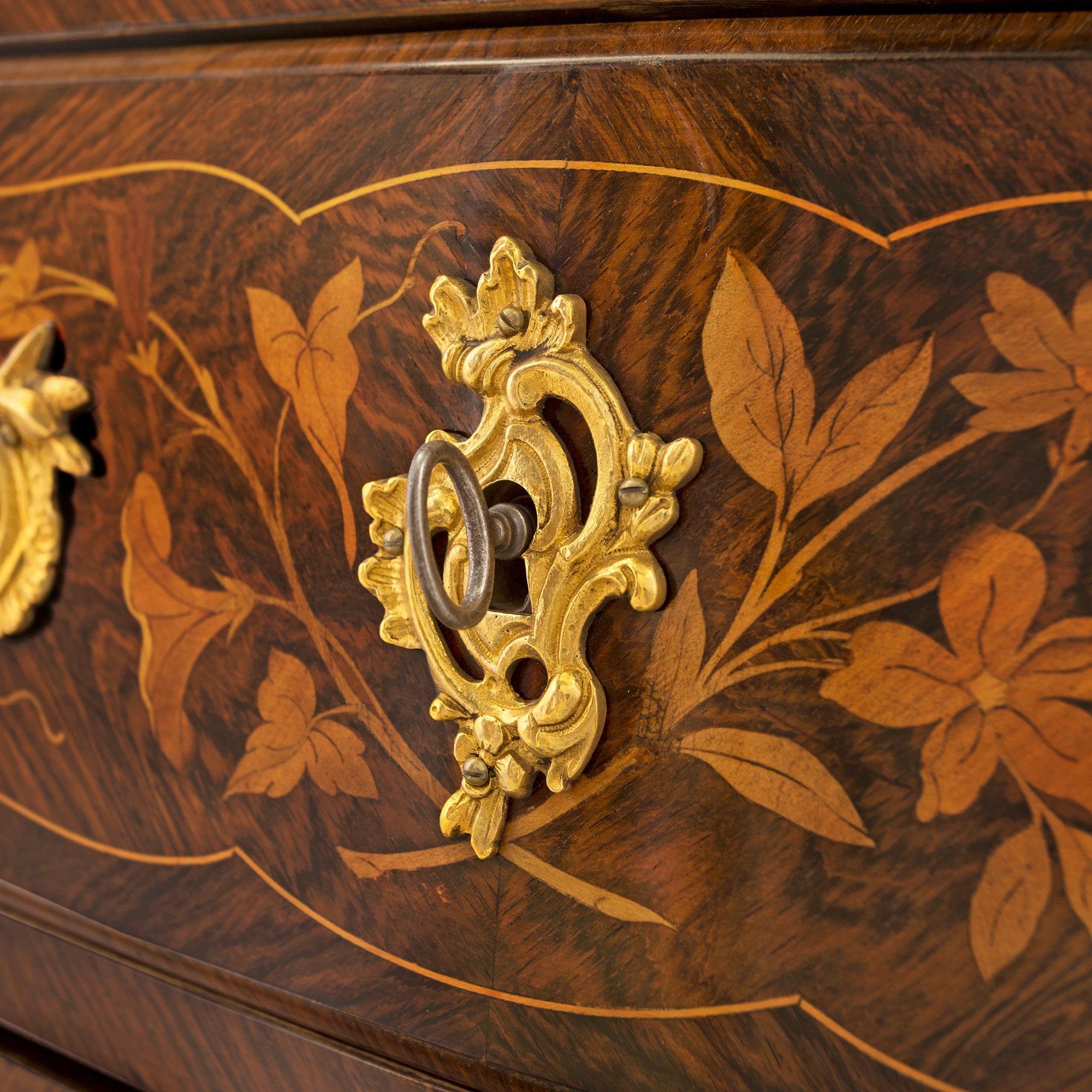 French Mid-19th Century Louis XV St. Marquetry and Ormolu, Three-Drawer Chest For Sale 4