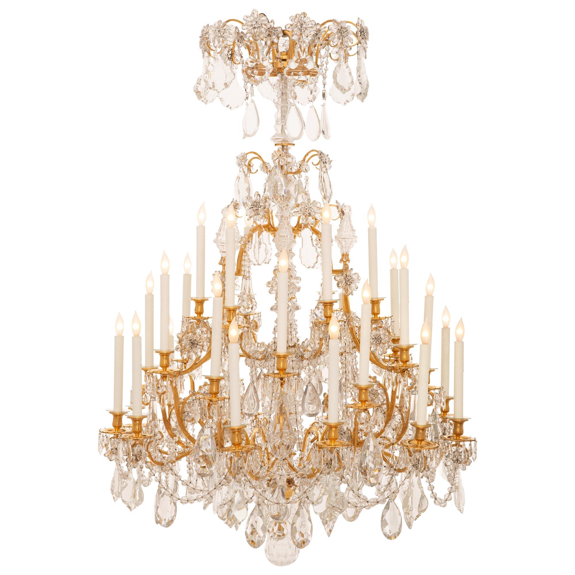French Mid 19th Century Louis XV St. Ormolu And Baccarat Crystal Chandelier For Sale 7