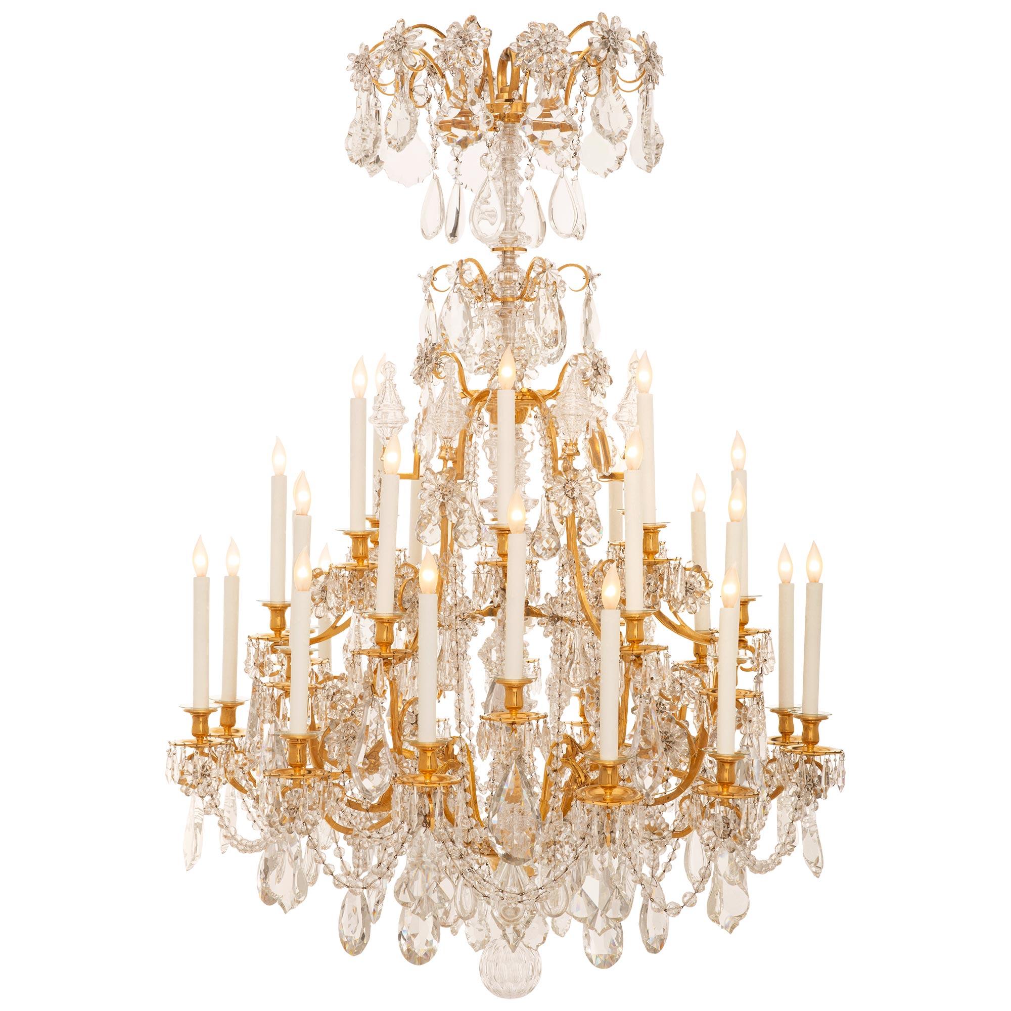 French Mid 19th Century Louis XV St. Ormolu And Baccarat Crystal Chandelier In Good Condition For Sale In West Palm Beach, FL