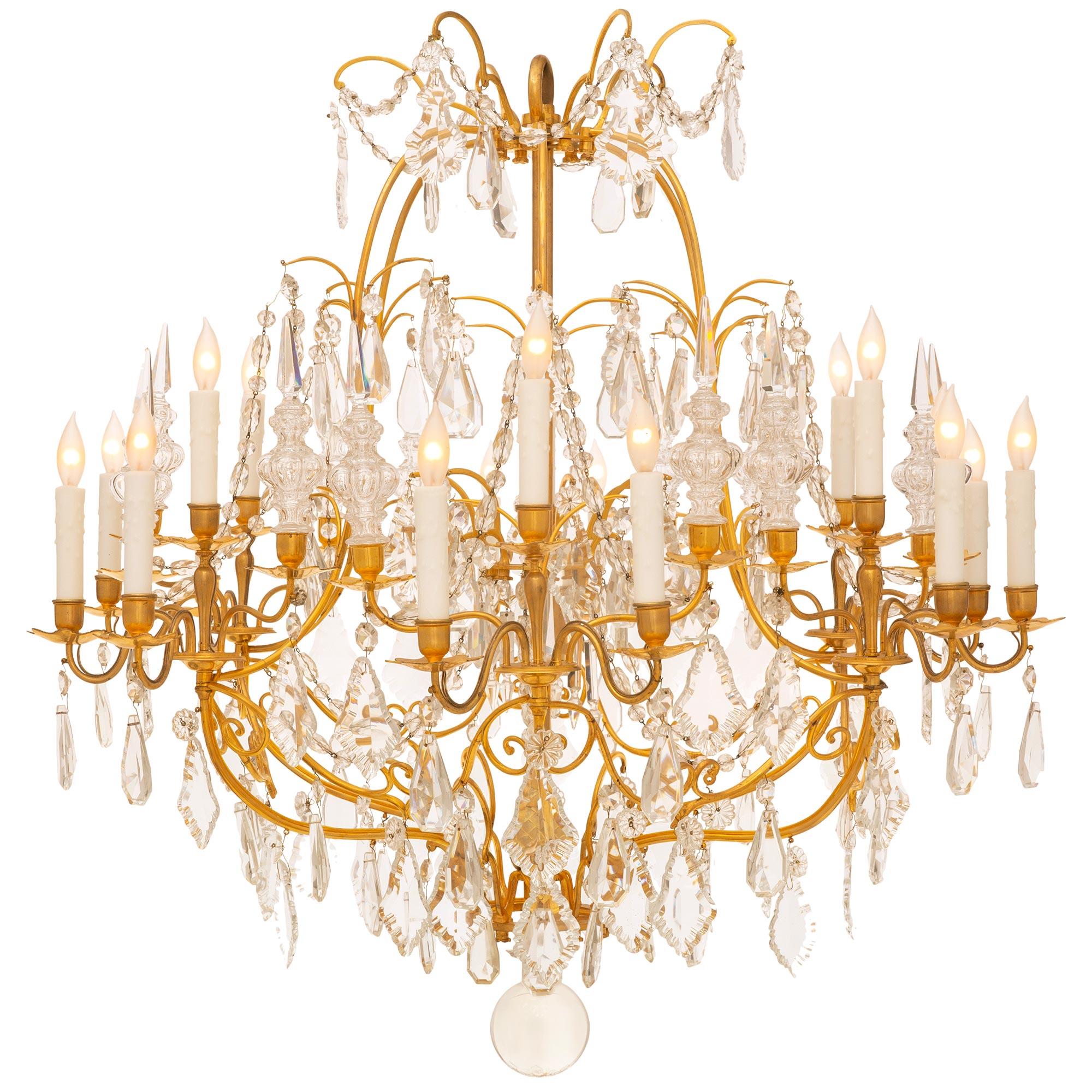 French Mid 19th Century Louis XV St. Ormolu And Baccarat Crystal Chandelier In Good Condition For Sale In West Palm Beach, FL