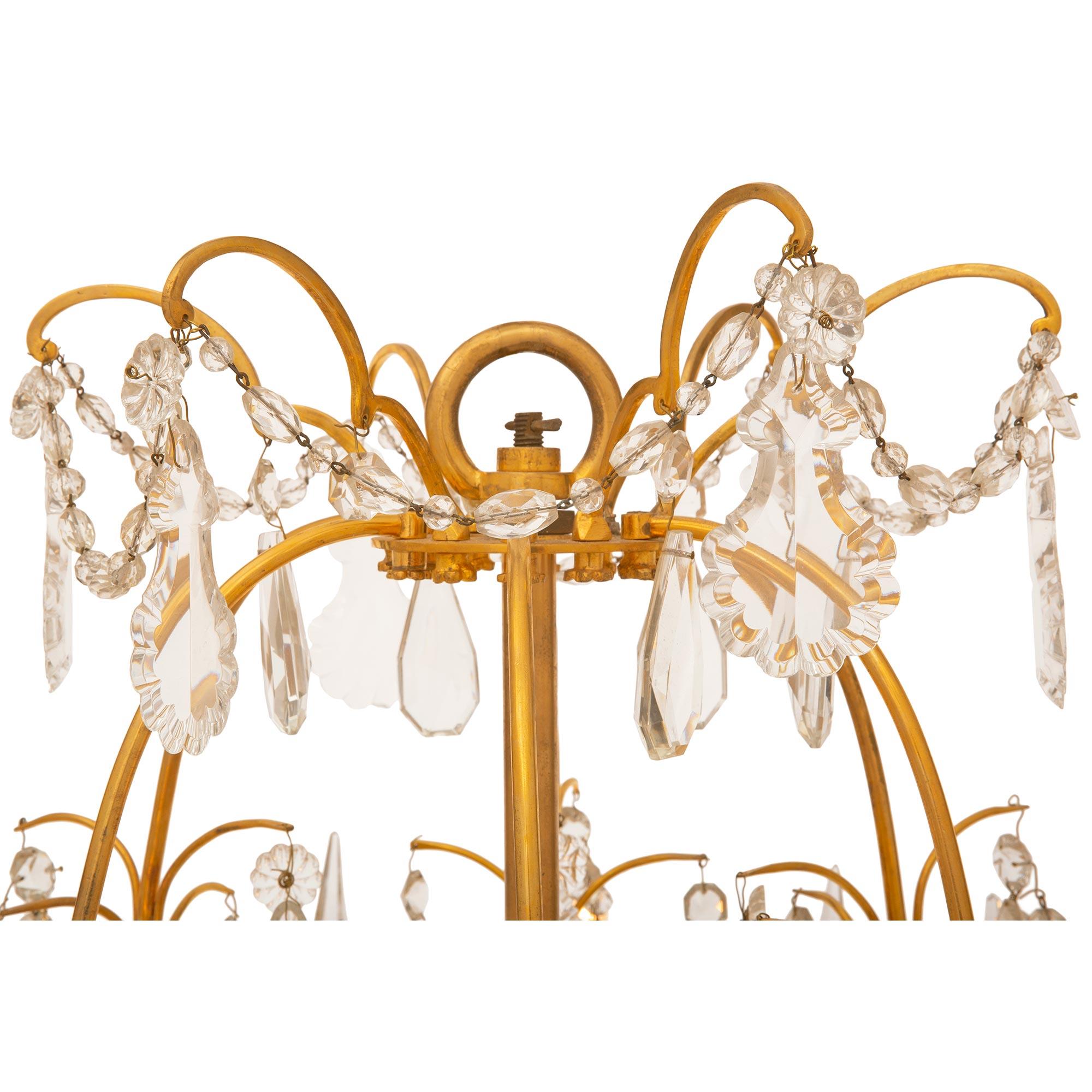 French Mid 19th Century Louis XV St. Ormolu And Baccarat Crystal Chandelier For Sale 1