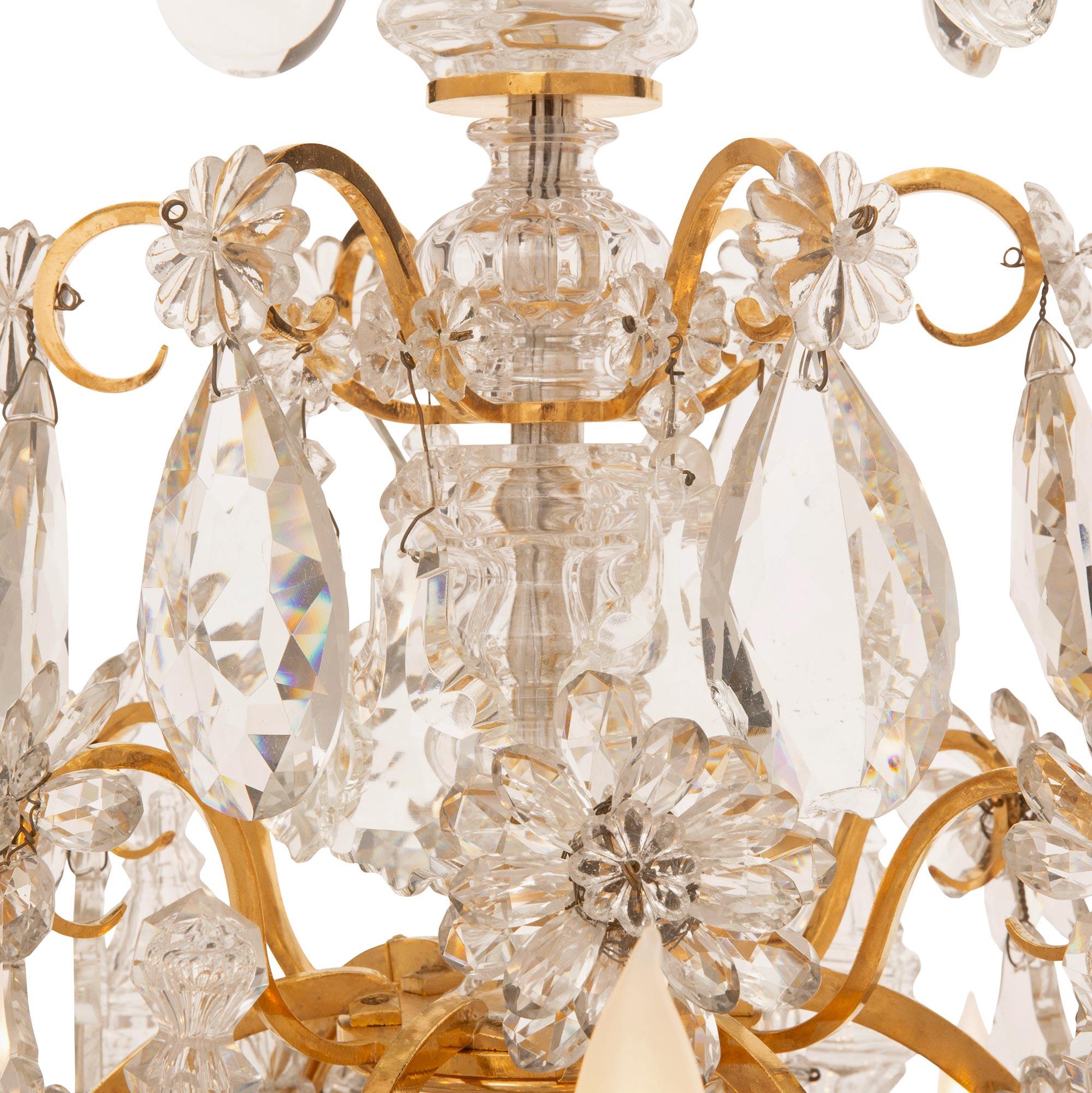 French Mid 19th Century Louis XV St. Ormolu And Baccarat Crystal Chandelier For Sale 2