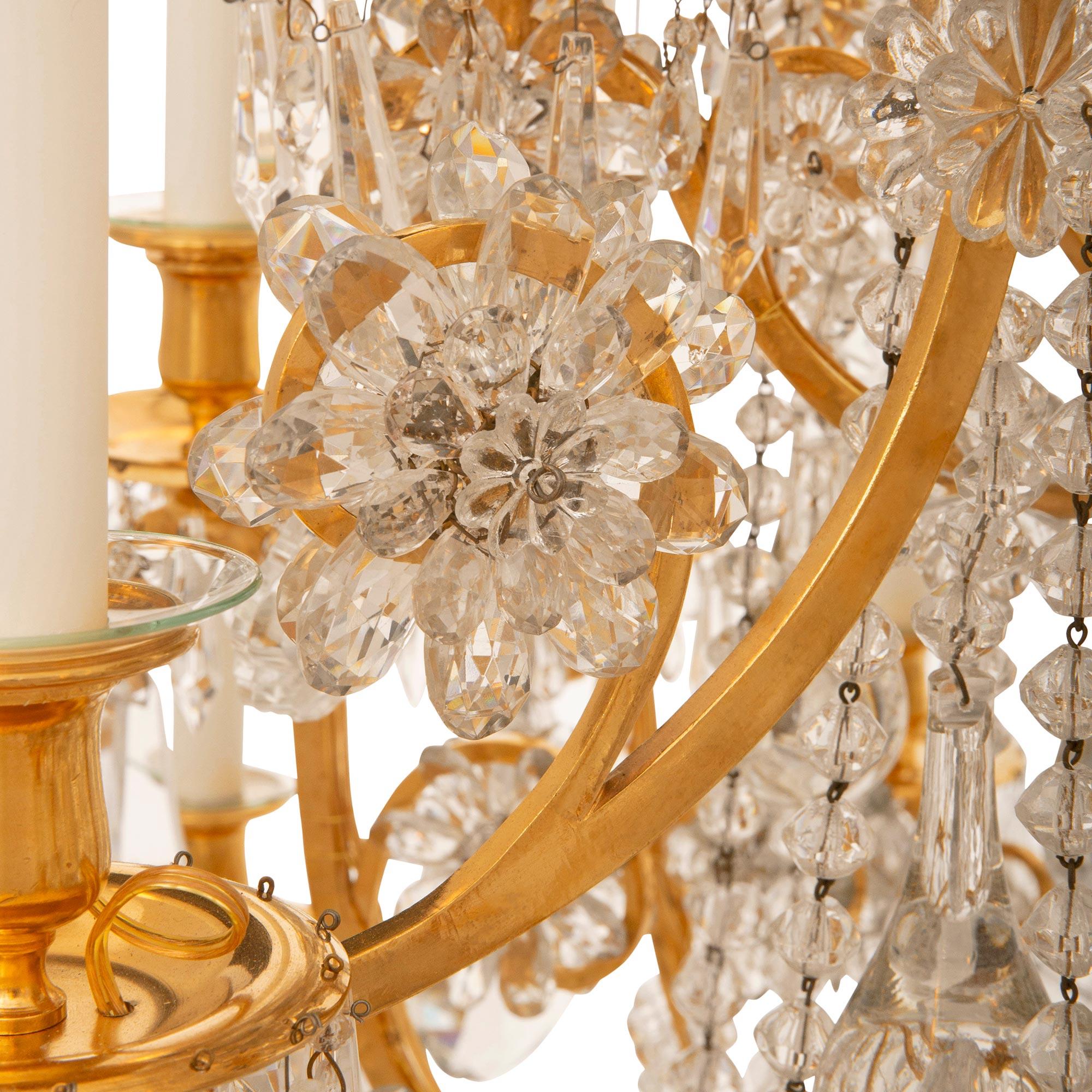 French Mid 19th Century Louis XV St. Ormolu And Baccarat Crystal Chandelier For Sale 3