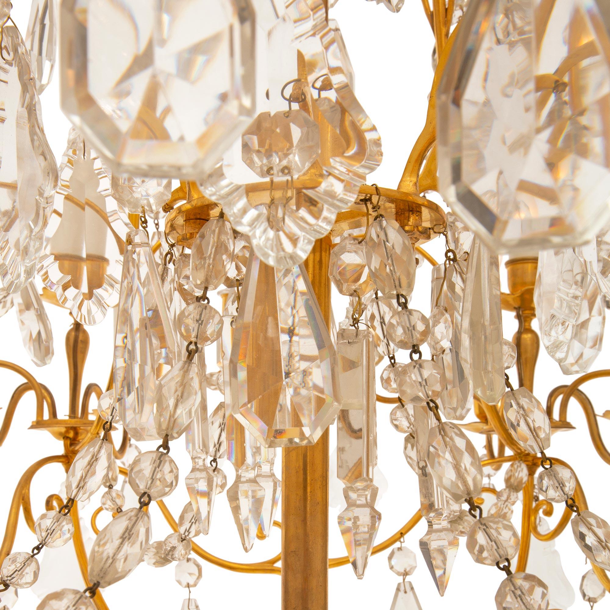 French Mid 19th Century Louis XV St. Ormolu And Baccarat Crystal Chandelier For Sale 3