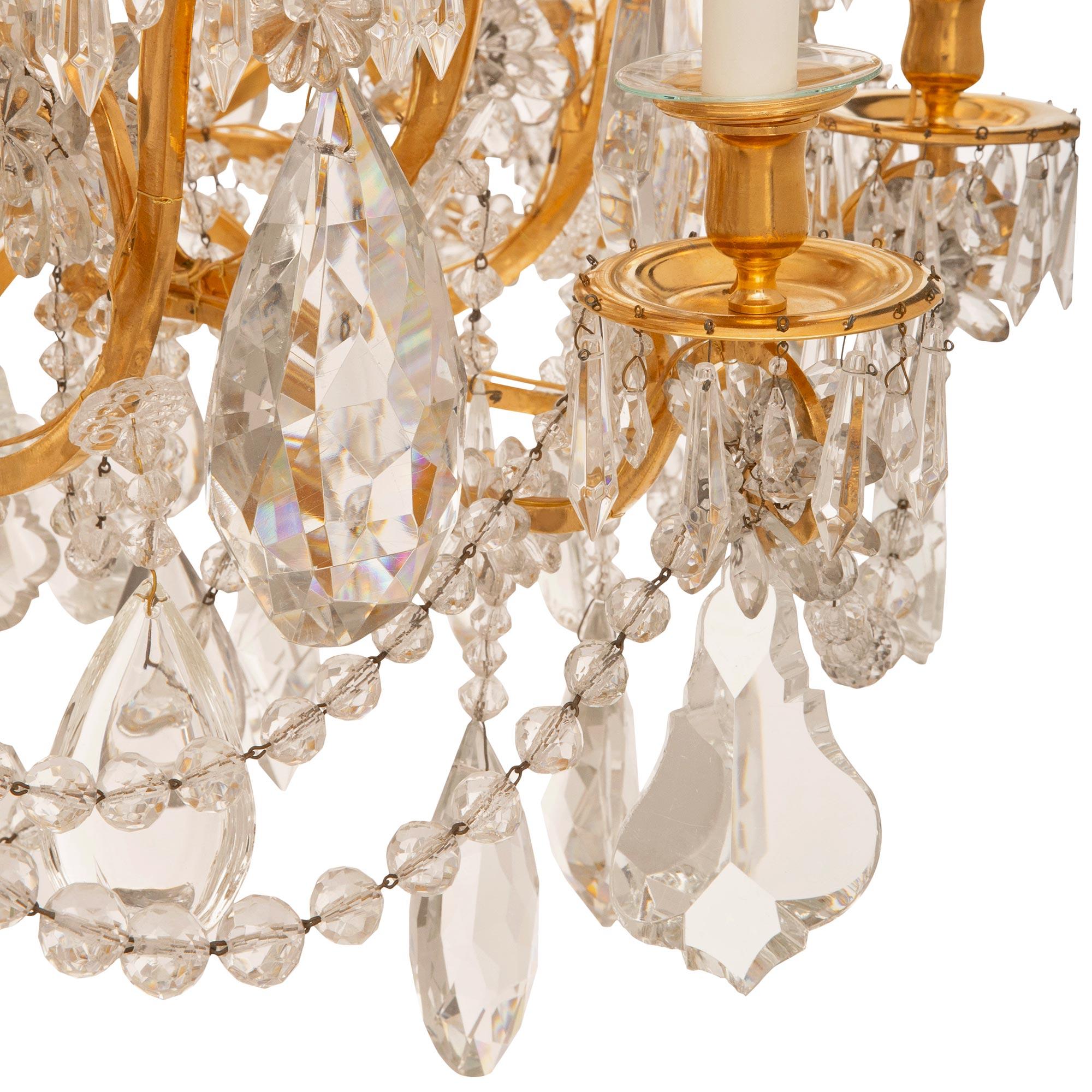 French Mid 19th Century Louis XV St. Ormolu And Baccarat Crystal Chandelier For Sale 5