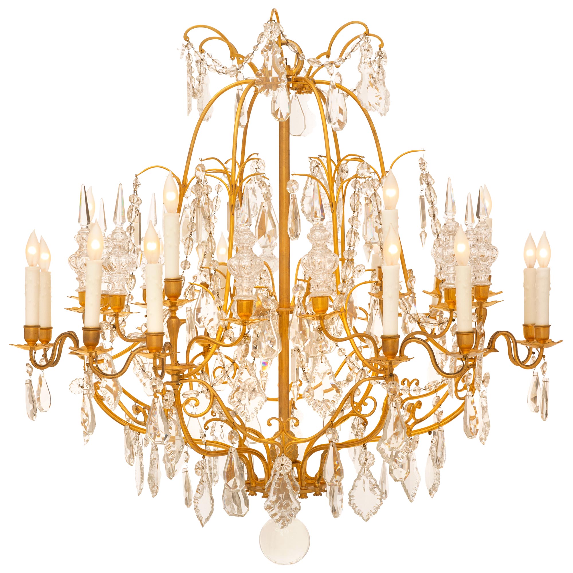 French Mid 19th Century Louis XV St. Ormolu And Baccarat Crystal Chandelier For Sale