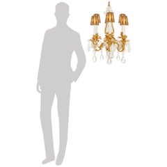 French mid 19th century Louis XV st. Ormolu and Rock Crystal chandelier