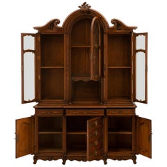 French Mid-19th Century Louis XV St. Solid Oak Buffet/Vitrine Signed Schmit