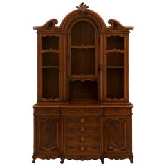 French Mid-19th Century Louis XV St. Solid Oak Buffet/Vitrine Signed Schmit