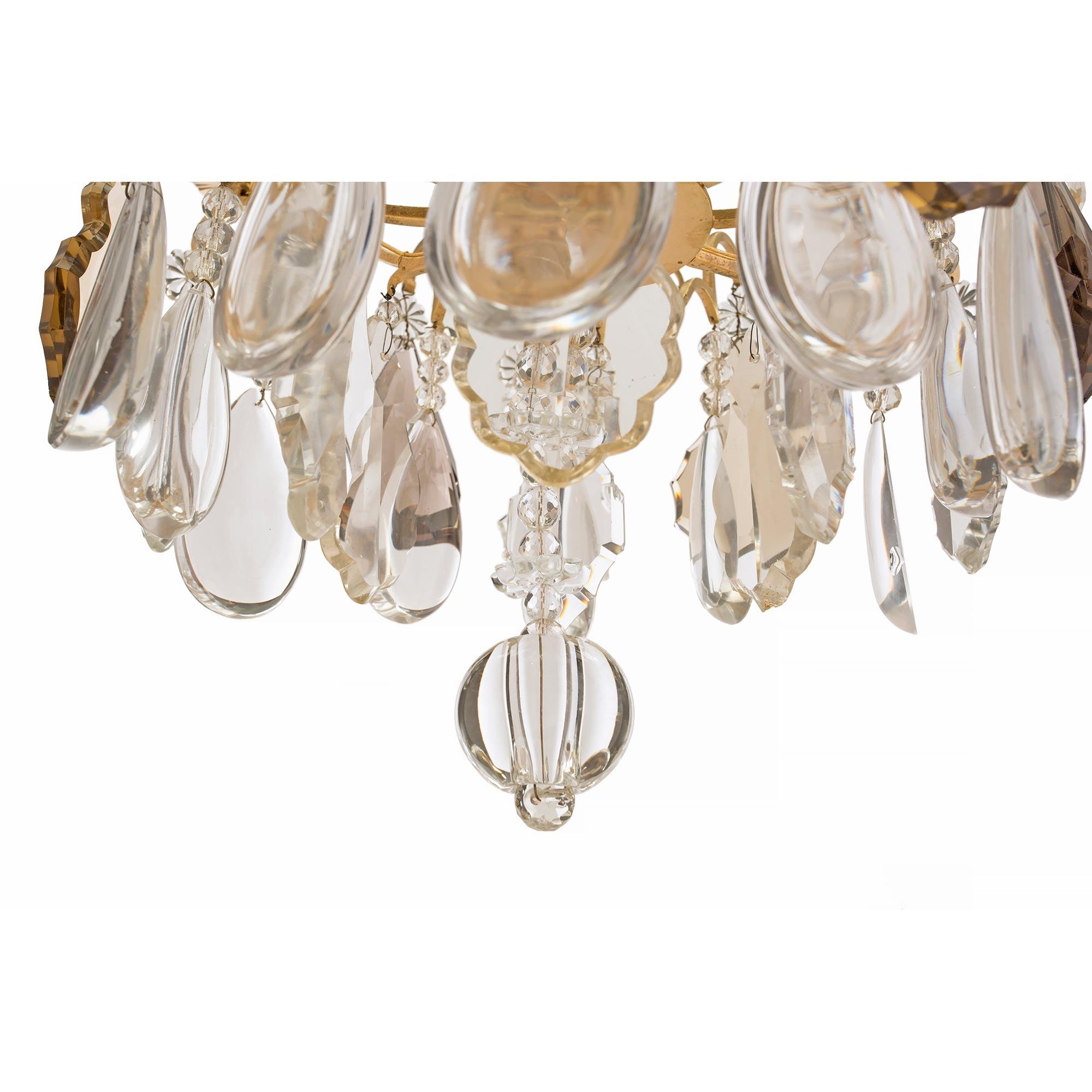 French Mid-19th Century Louis XV Style Baccarat Crystal and Ormolu Chandelier For Sale 2