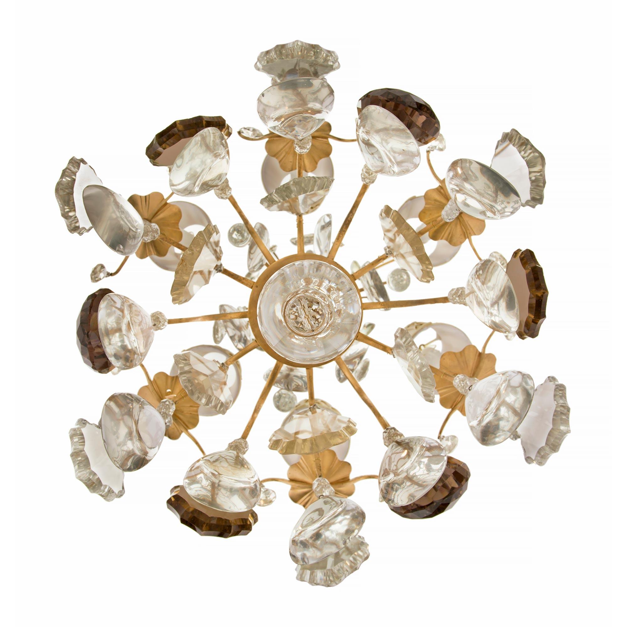 French Mid-19th Century Louis XV Style Baccarat Crystal and Ormolu Chandelier For Sale 3