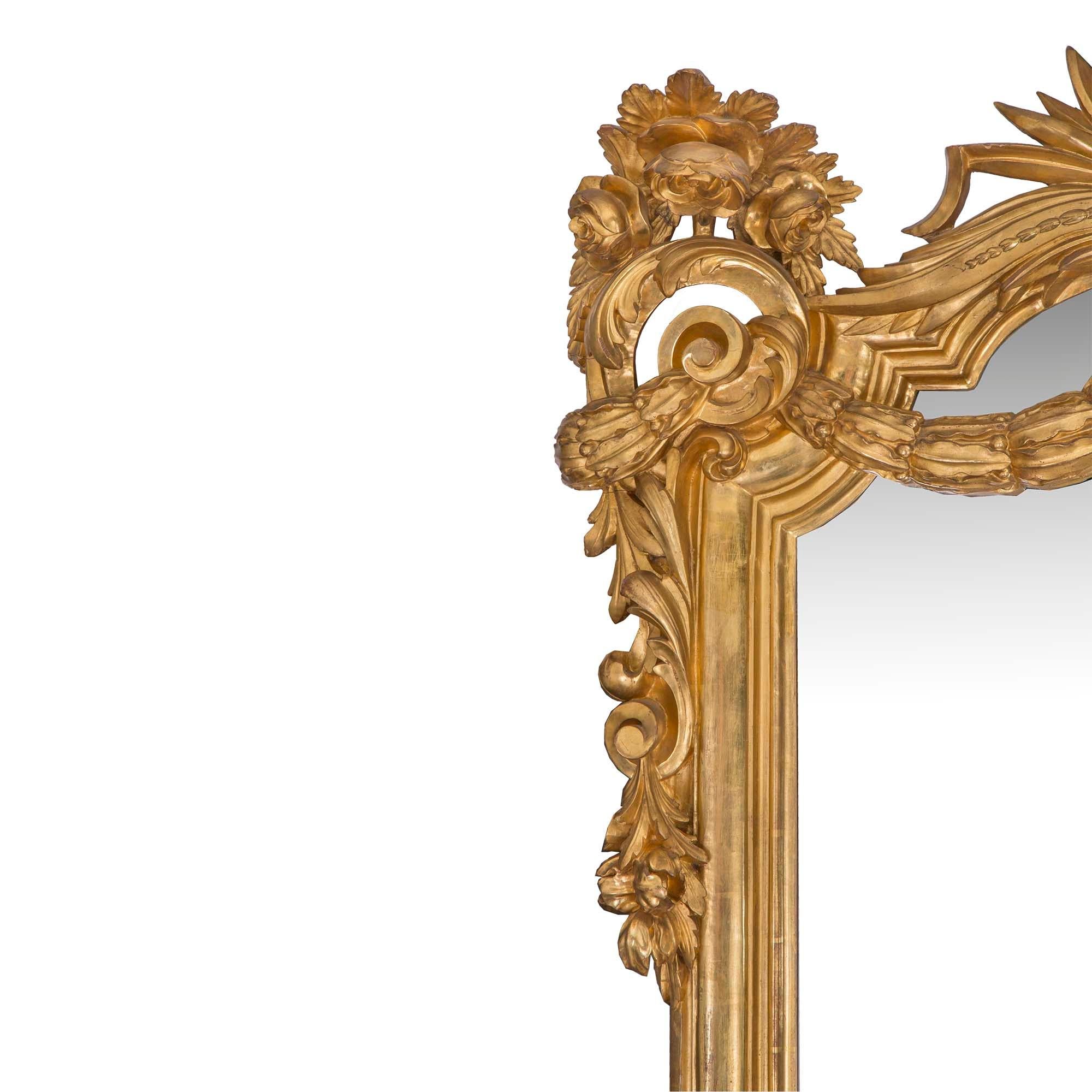 French Mid-19th Century Louis XV Style Giltwood Console and Mirror For Sale 1