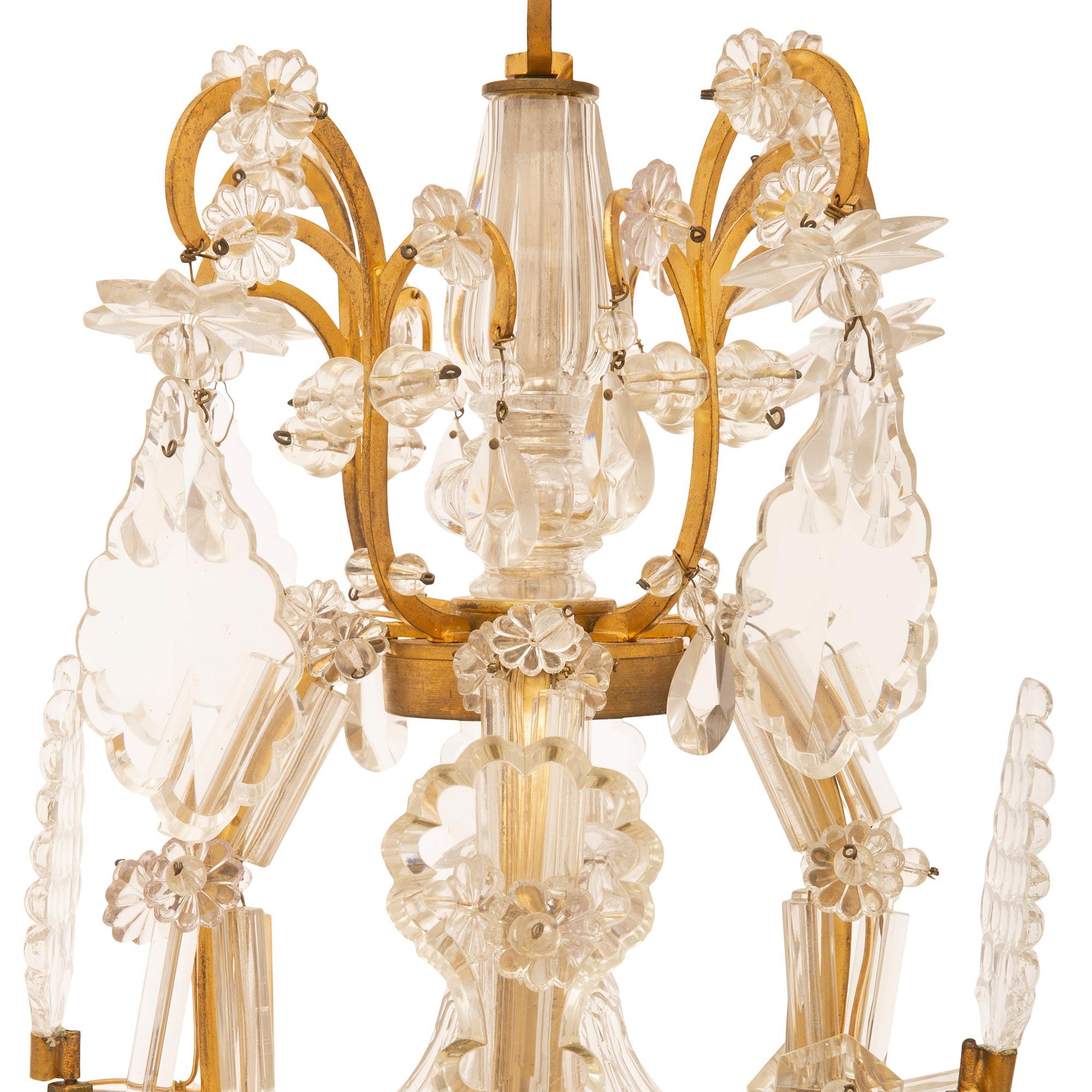 French Mid-19th Century Louis XV Style Ormolu and Baccarat Crystal Chandelier In Good Condition For Sale In West Palm Beach, FL