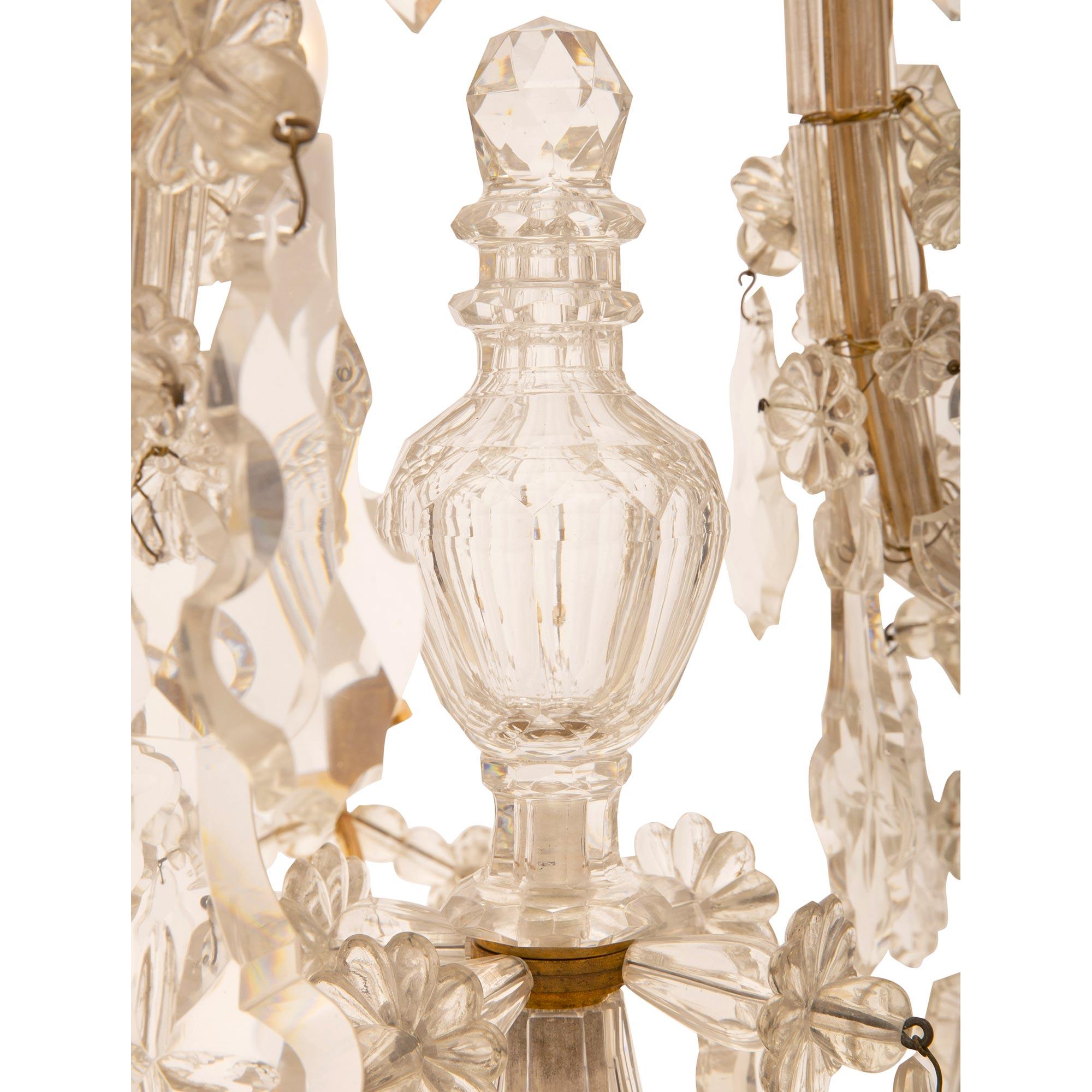 French Mid-19th Century Louis XV Style Ormolu and Baccarat Crystal Chandelier For Sale 1