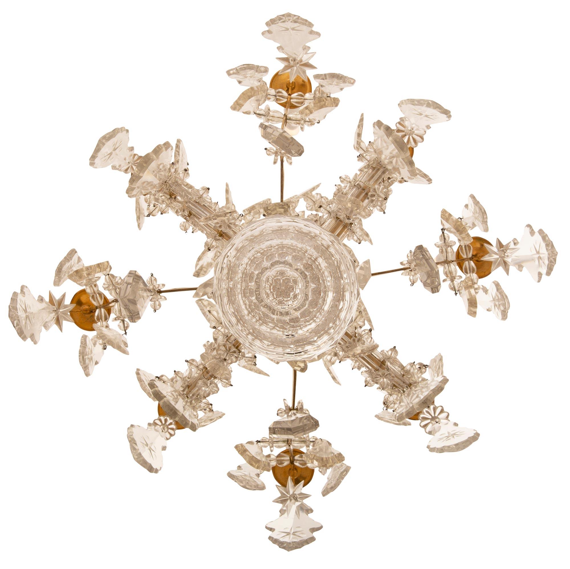 French Mid-19th Century Louis XV Style Ormolu and Baccarat Crystal Chandelier For Sale 4