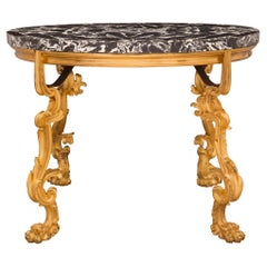 Mesa central ovalada francesa estilo Luis XV de mediados del siglo XIX