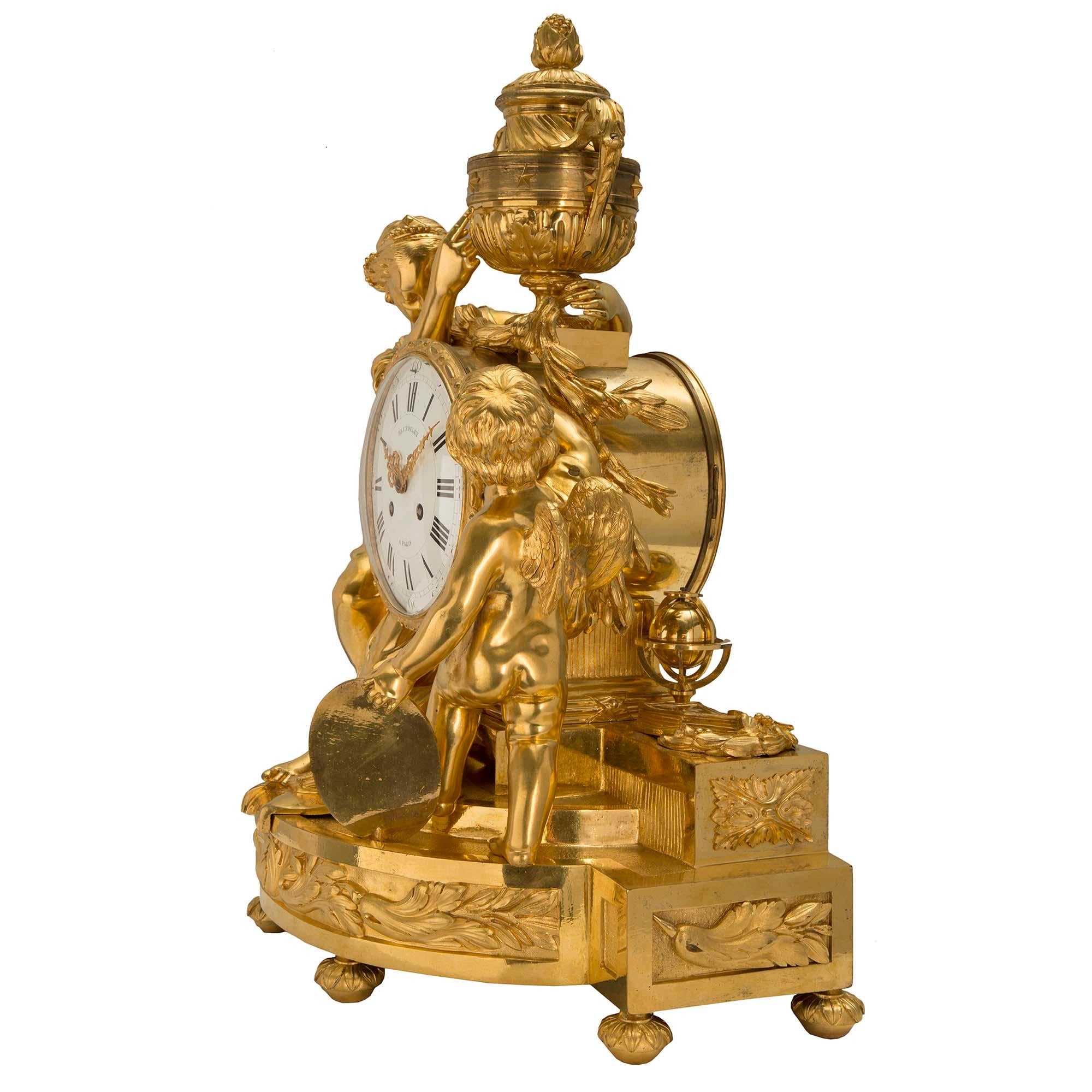 French Mid 19th Century Louis XVI St. Clock in Ormolu Signed ‘Beurdeley À Paris’ For Sale 1